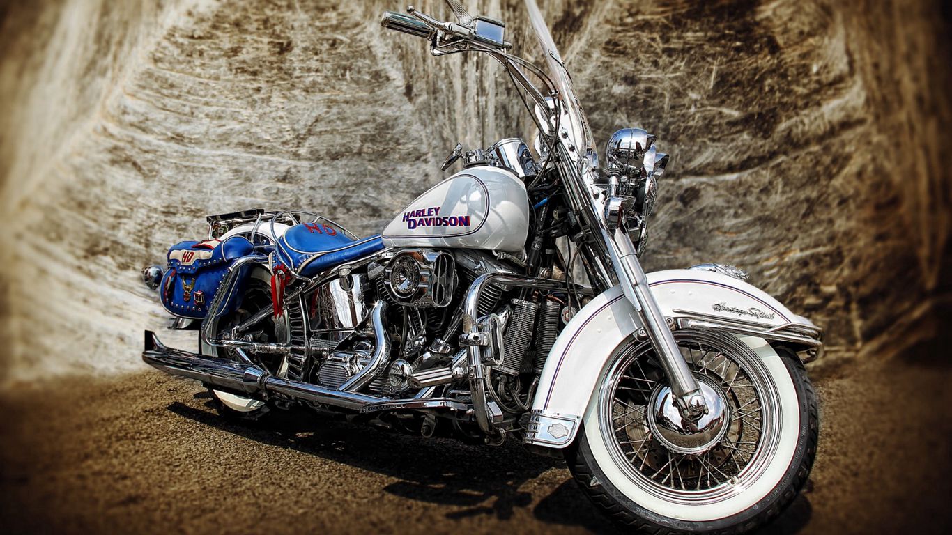 Download Wallpaper 1366x768 Harley Davidson, Hdr, Motorcycle Tablet, Laptop HD Background