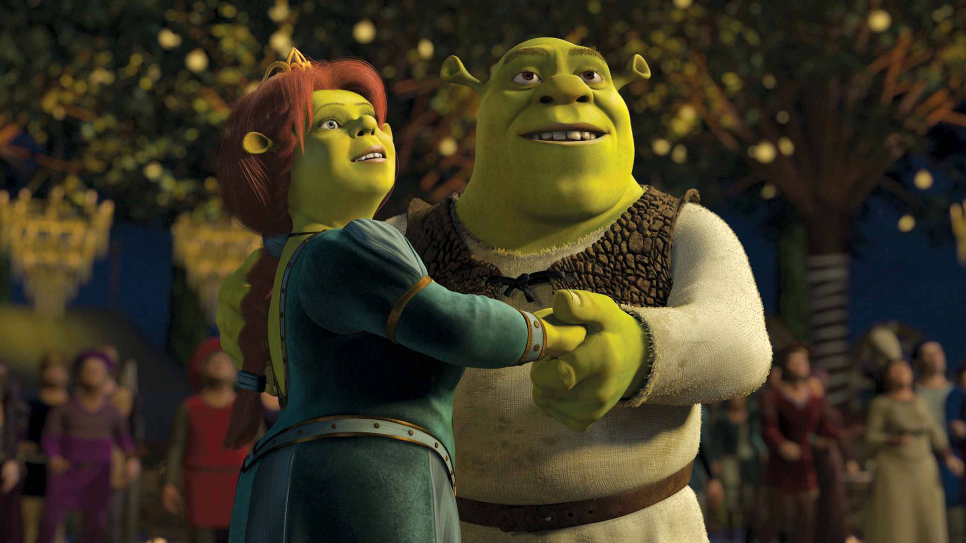 Download Fiona And Shrek 2 Holding Hands Wallpaper
