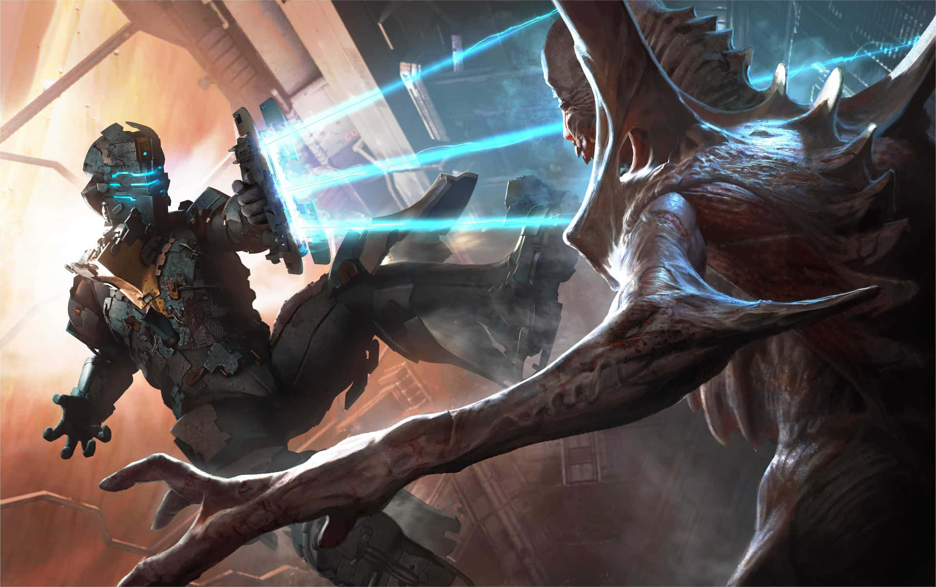 Download Dead Space Facing Monster 4k Wallpaper