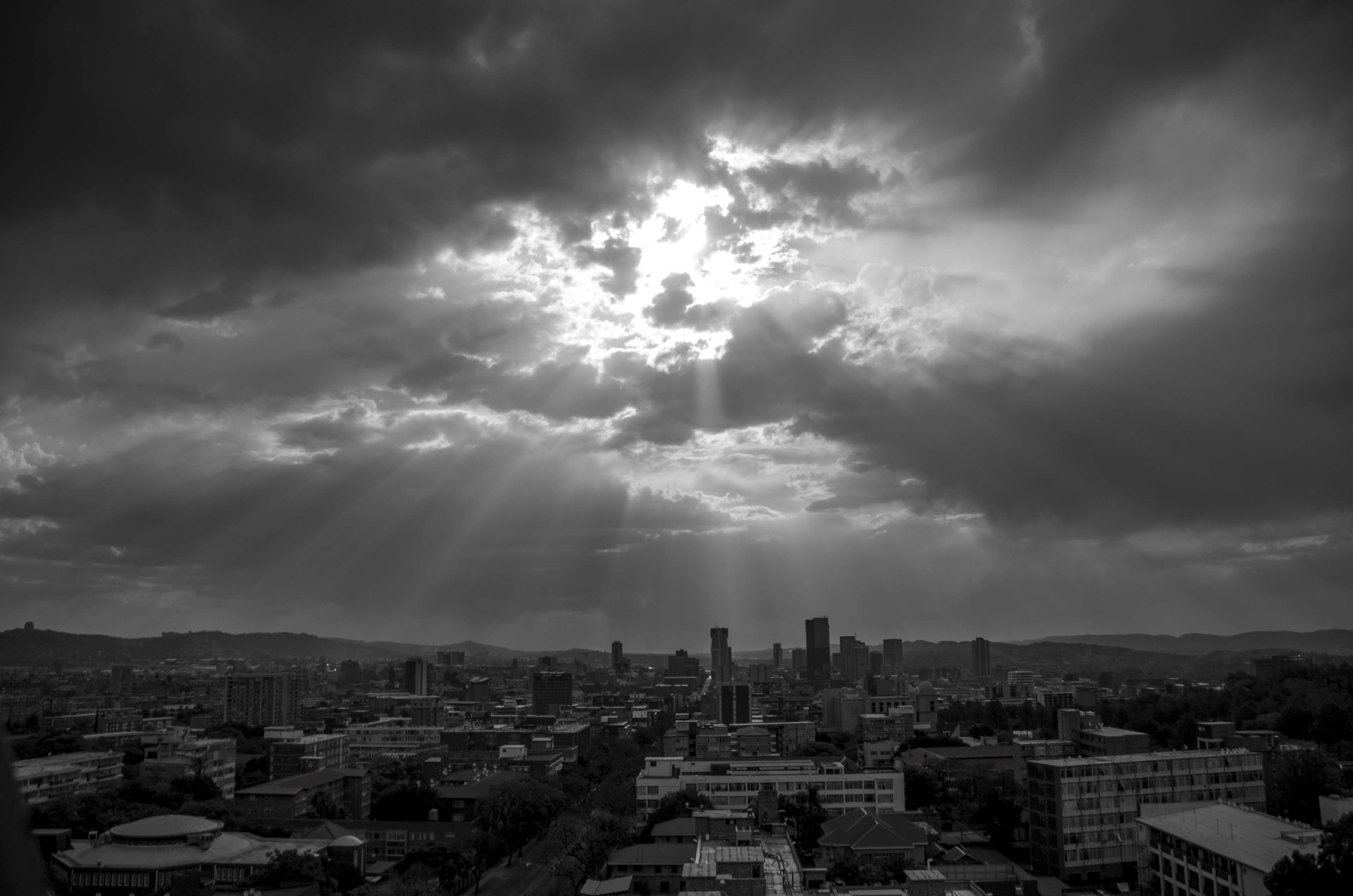 africa, city, clouds, lefa, pretoria, sun flare, towns