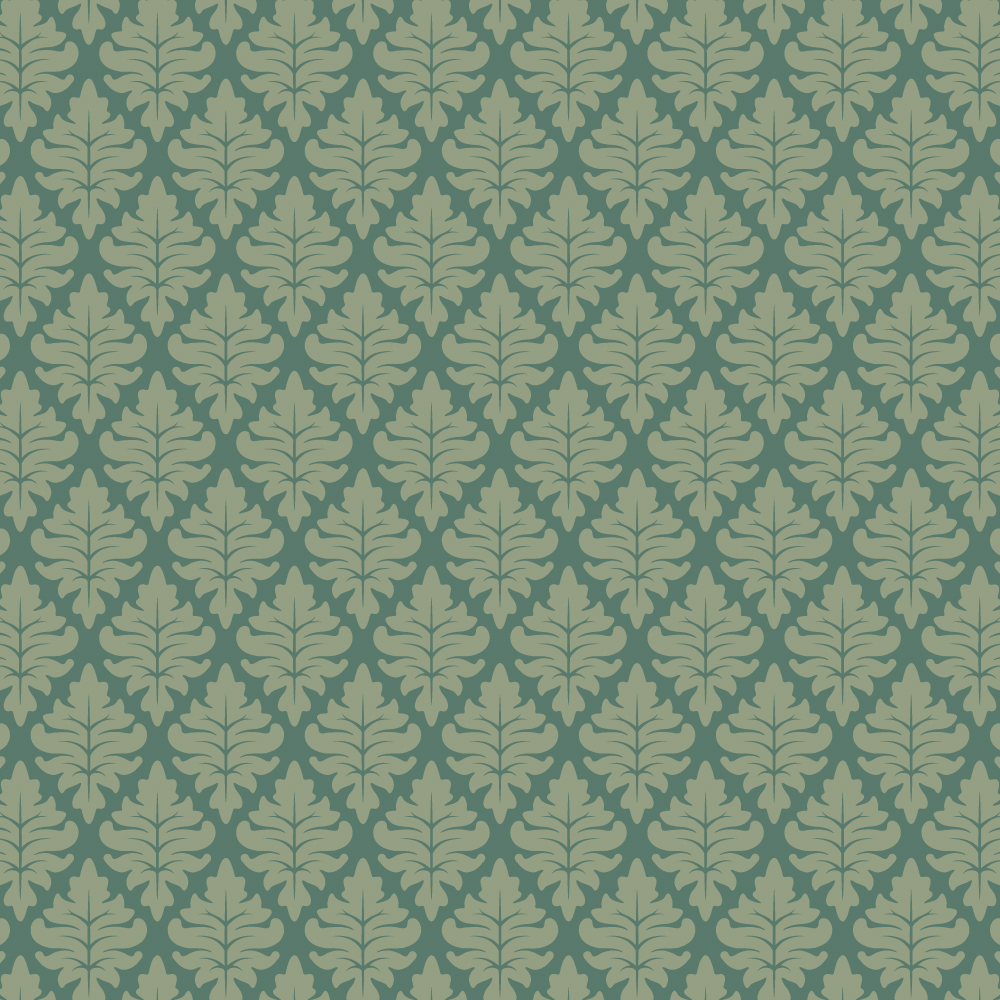 Ornate Floral Green on Green Wallpaper Pattern