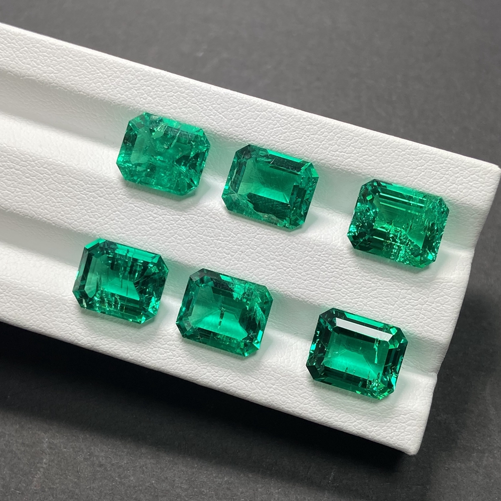 Meisidian 10X8mm 2.7 Carat Lab Created Columbia Emerald Stone Octagon Cut Hydrothermal Green Emerald Ring Jewelry Making