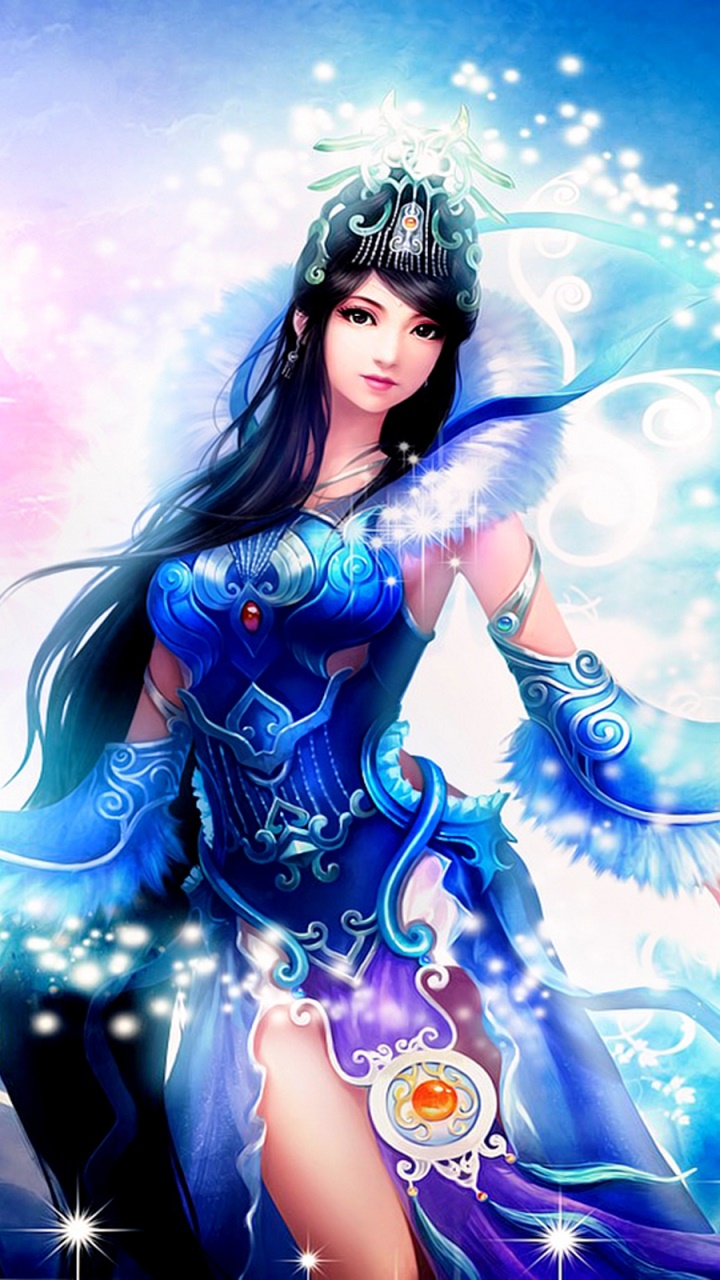 Wallpaper / Video Game Jade Dynasty Phone Wallpaper, Fantasy, Black Hair, Blue, Asian, 720x1280 free download