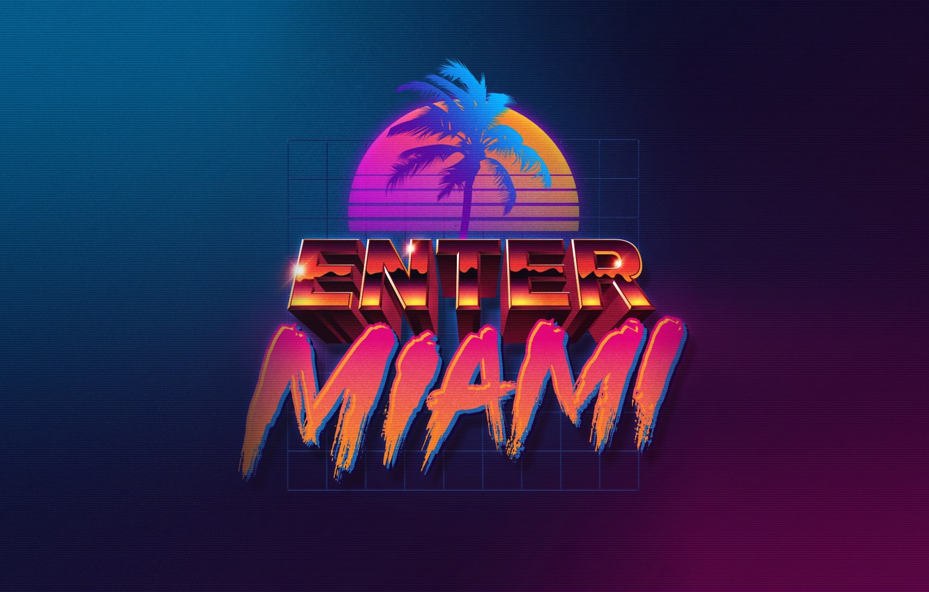 Wallpaper Music, Miami, Neon, Enter, 80's, Synth, Retrowave, Synthwave, New Retro Wave, Futuresynth, Sintav, Retrouve, Outrun, Enter Miami image for desktop, section минимализм