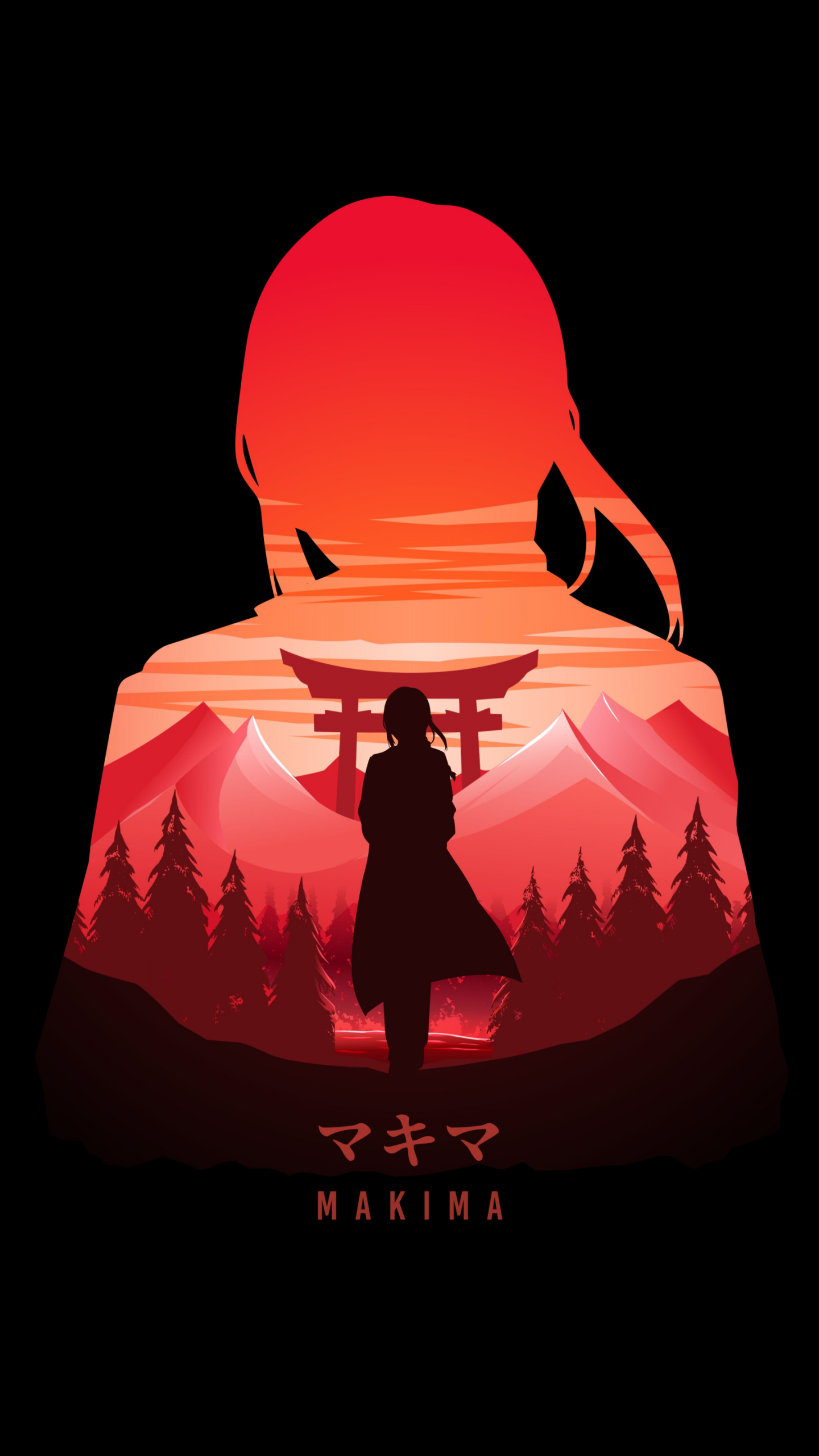 Makima Wallpaper 4K, Chainsaw Man, Minimal art, AMOLED