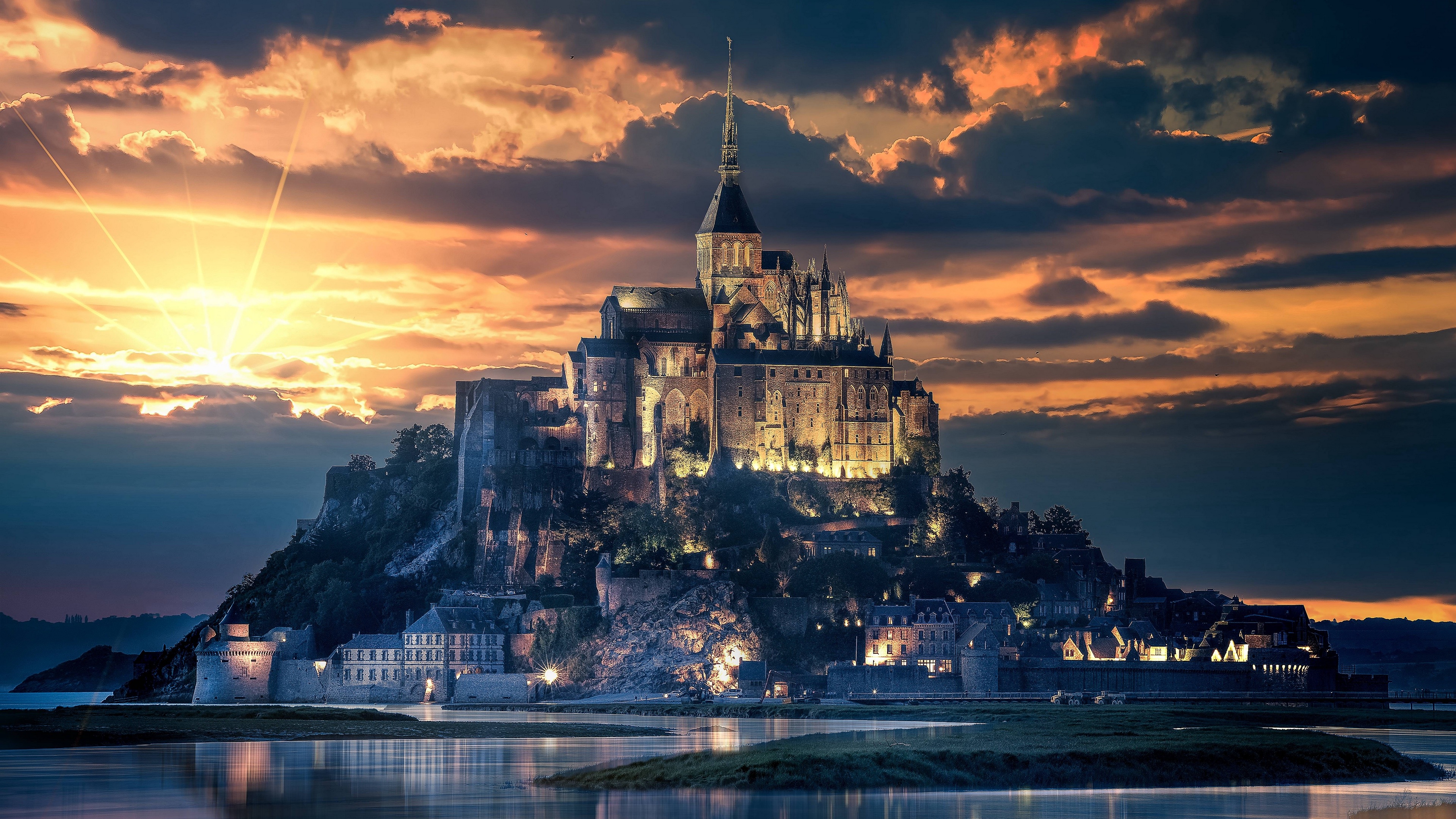 Wallpaper 4k Mont Saint Michel, France, Island, Castle 4k Wallpaper
