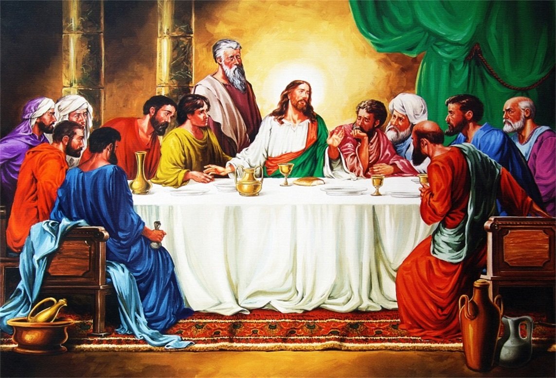 Amazon.com, AOFOTO 10x7ft Last Supper of Jesus Christ with Twelve Apostles On Holy Backdrop The Savior and His Disciples On Maundy Thursday Photography Background Easter Cross Religious Photo Studio Props Vinyl