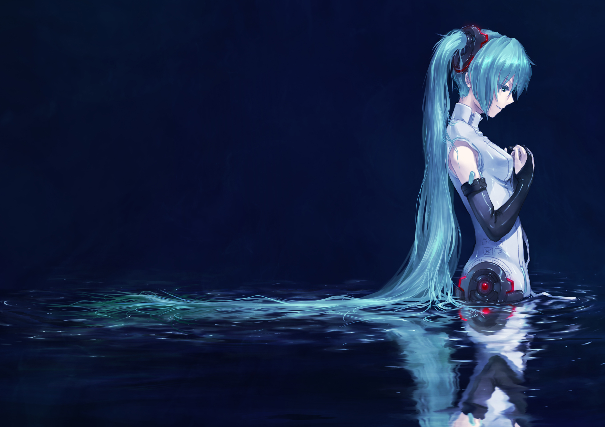 Vocaloid, Hatsune Miku, Blue Hair, Detached Sleeves Wallpaper HD / Desktop and Mobile Background