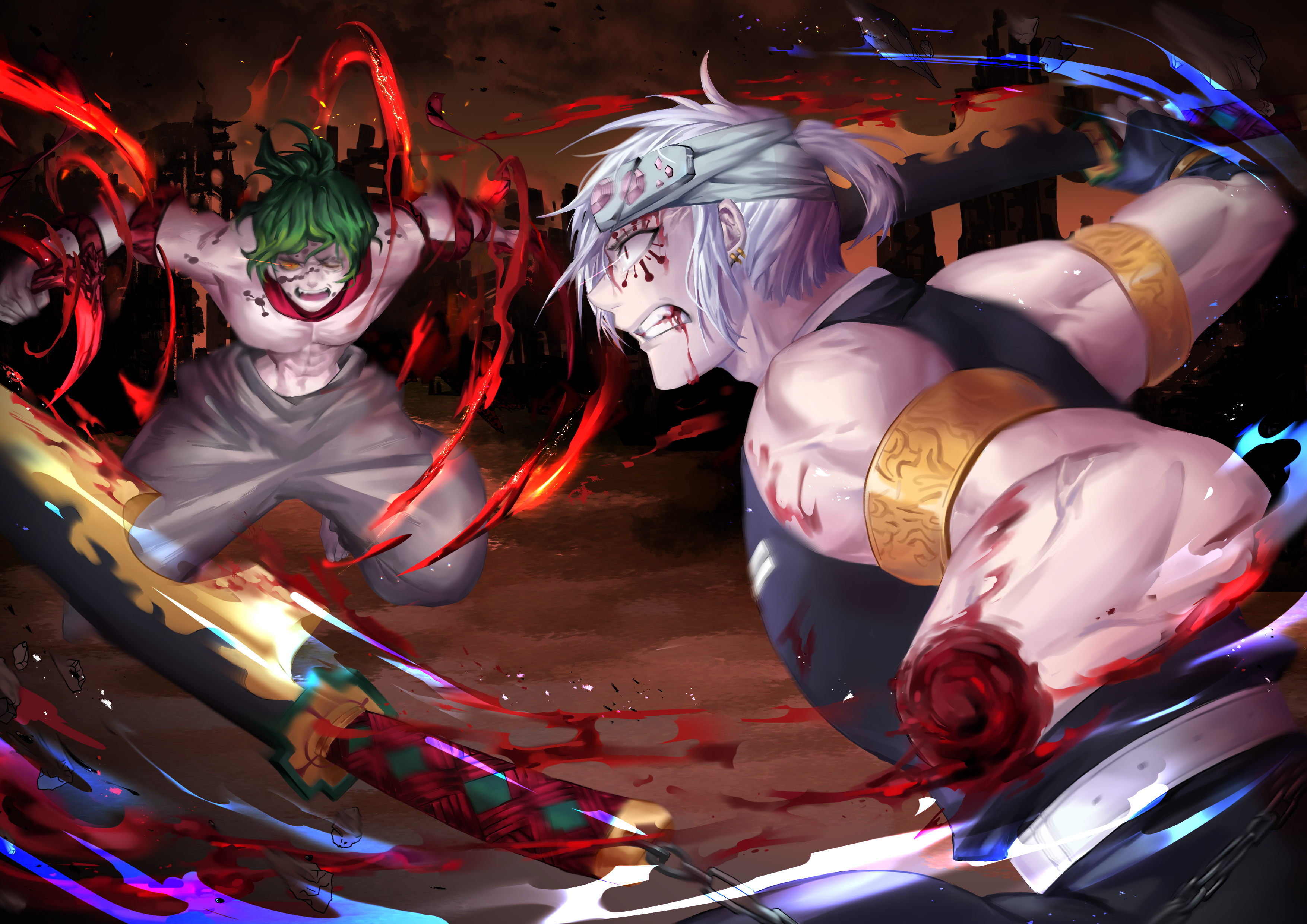 HD desktop wallpaper: Anime, Demon Slayer: Kimetsu No Yaiba, Tengen Uzui, Gyutaro (Demon Slayer) download free picture