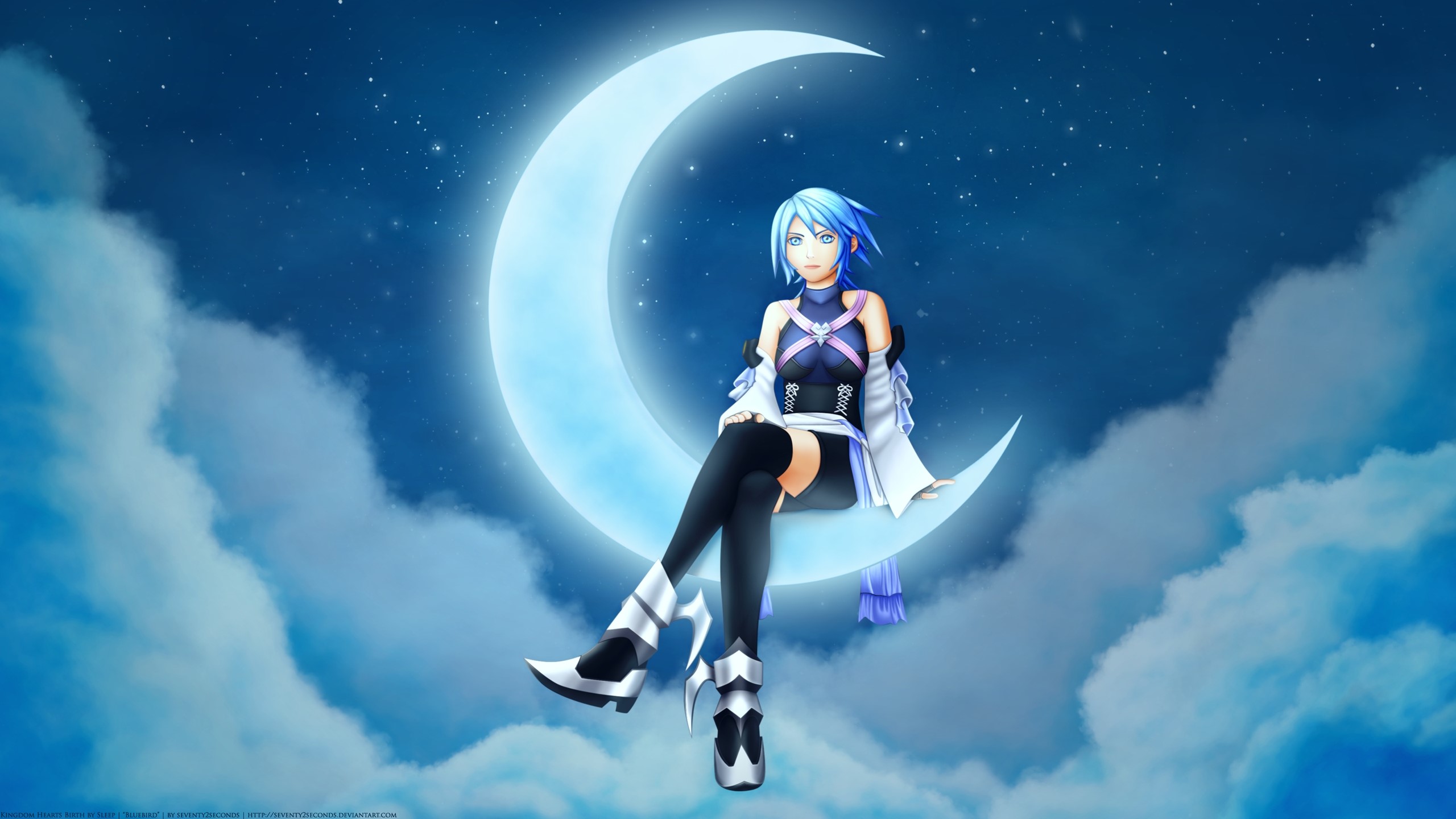 Anime, Girl, Moon, Stars, Night Gallery HD Wallpaper