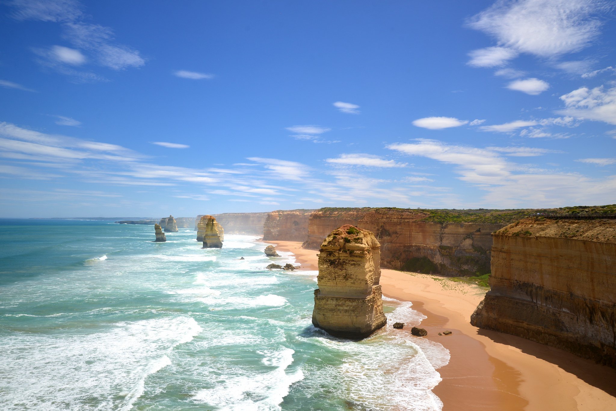 Blue Skies Over the Twelve Apostles in Victoria Australia HD wallpaper