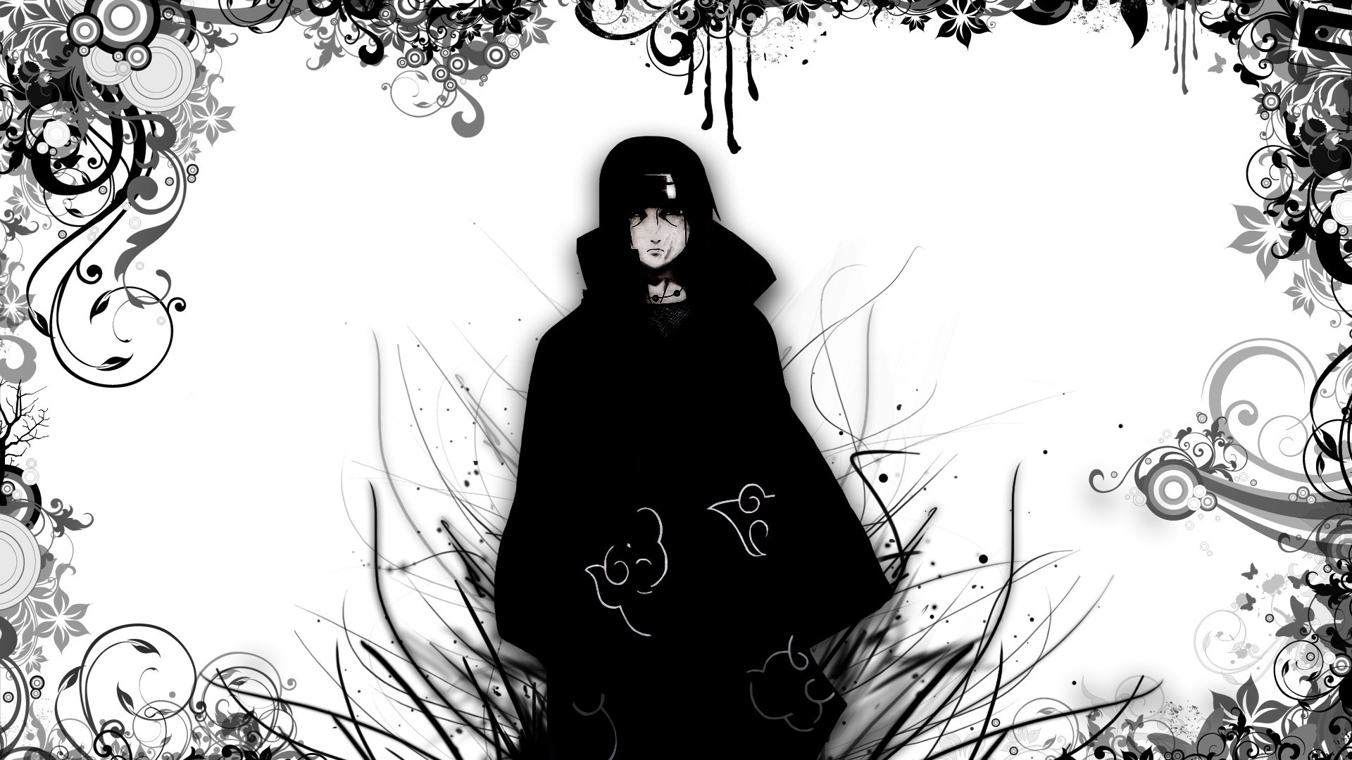 Naruto: Shippuden Akatsuki Uchiha Itachi grayscale manga wallpaper