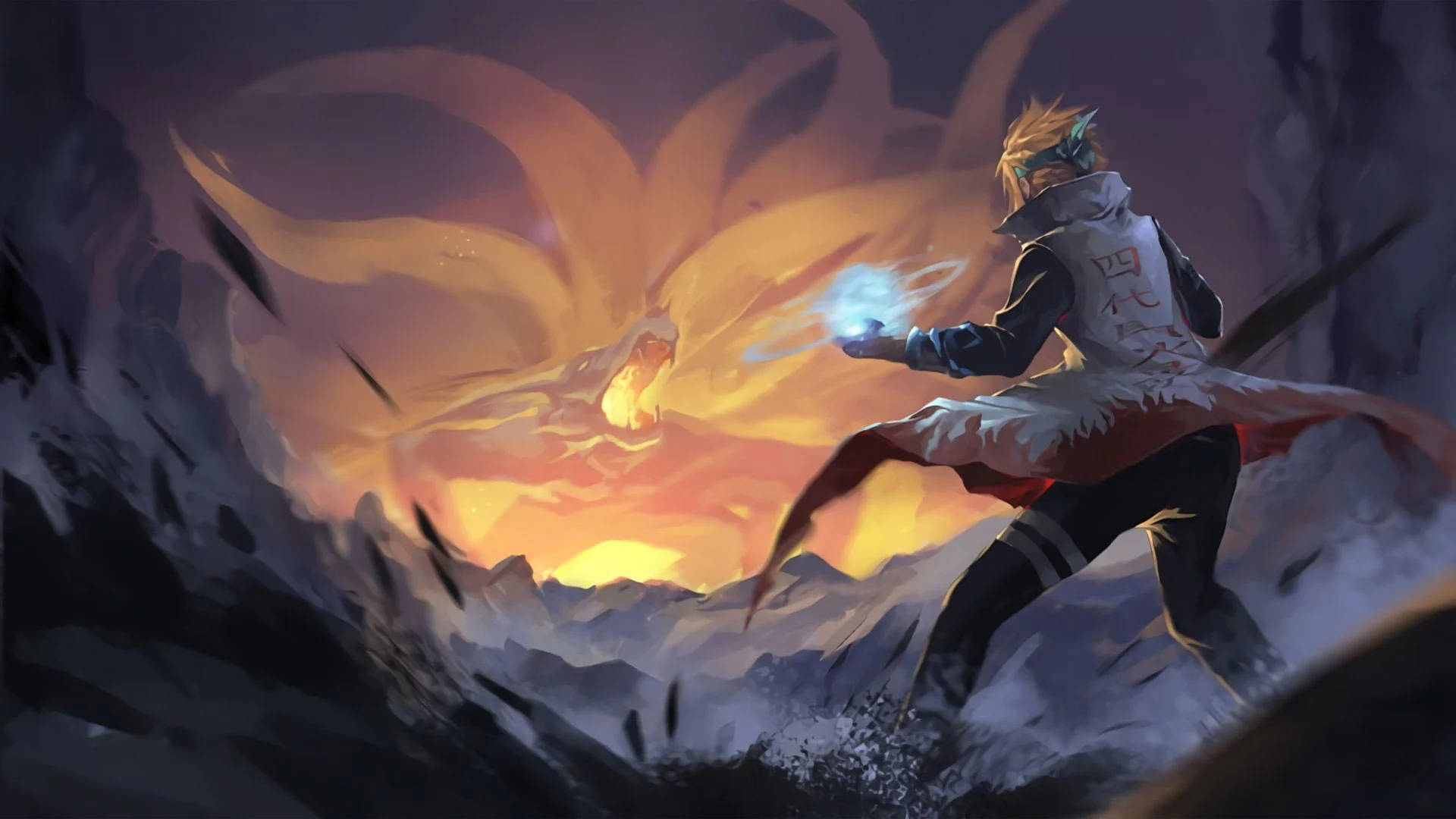 Download Dope Anime Minato Vs Kurama Wallpaper