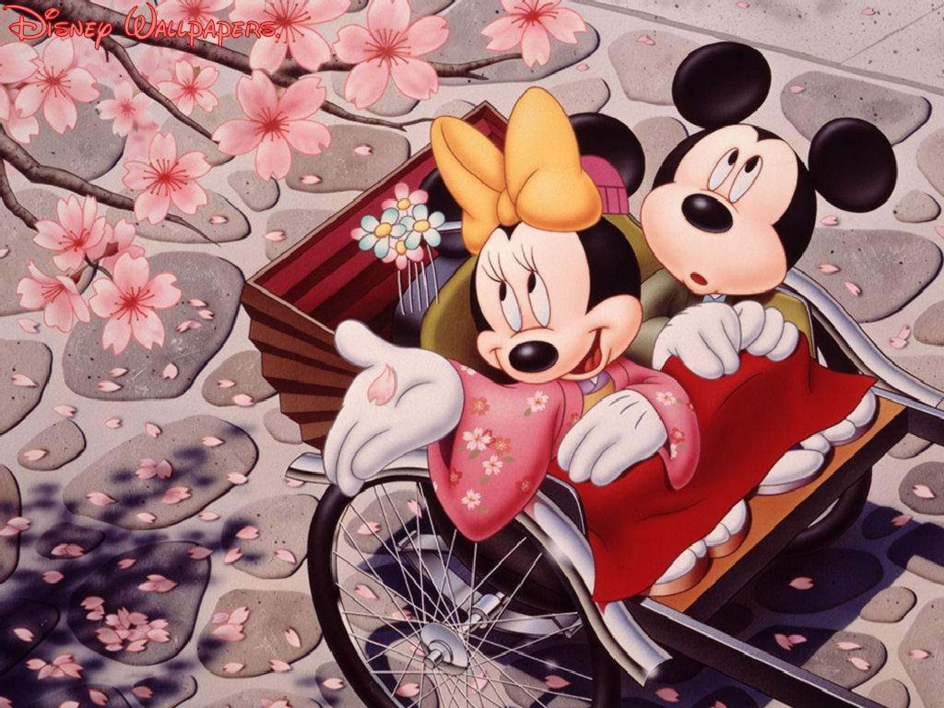 Romantic Mickey Mouse And Minnie Mouse Japanese Cherry