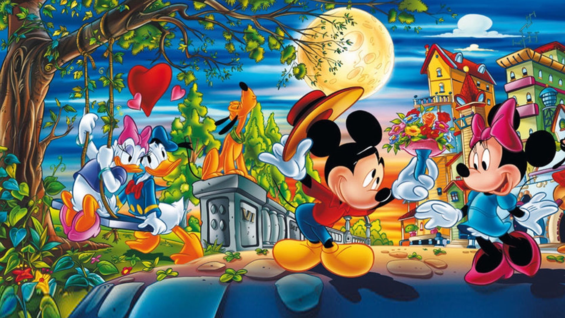 Wallpaper / disney, day, wallpaper, duck, mickey, 1080P, donald, cartoons, hd, daisy, couple, picture, valentine, love, mouse, minnie free download