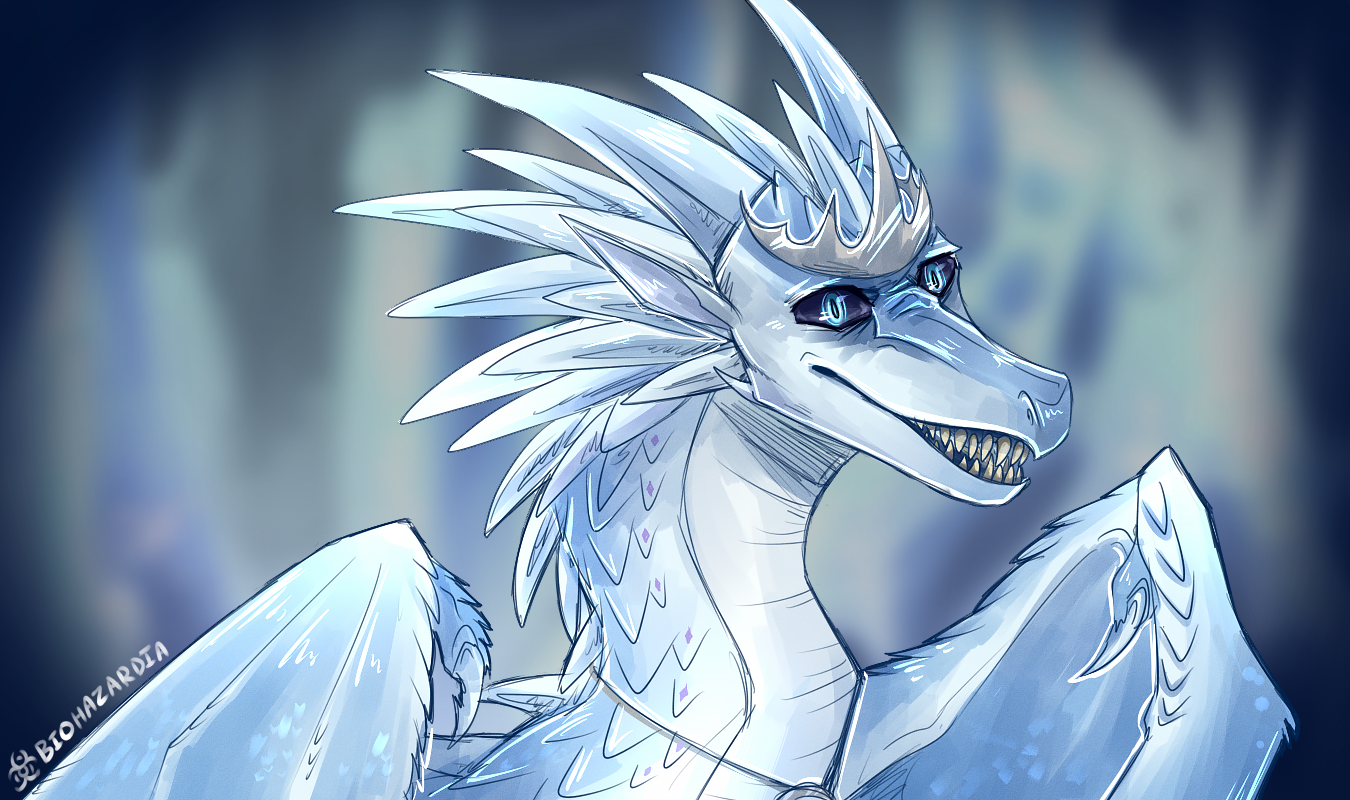 Crazy Queen Diamond of the IceWings from Wings of Fire giving you her best insane face! Done for a MAP part. Wings of fire, Wings of fire dragons, Fire art