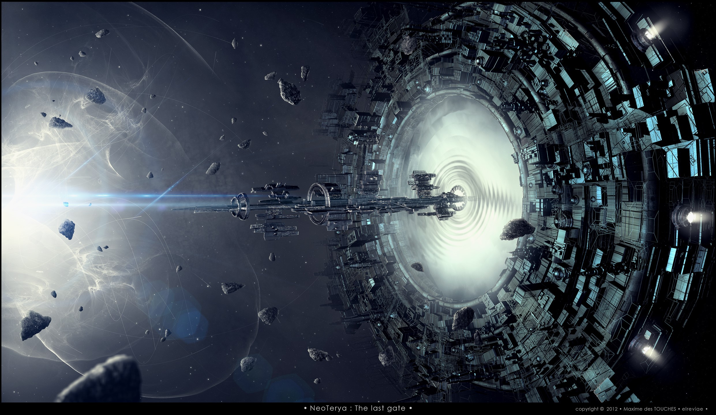 asteroids, space, portal, spaceship, rocks, gates, science fiction, bright, debris Gallery HD Wallpaper