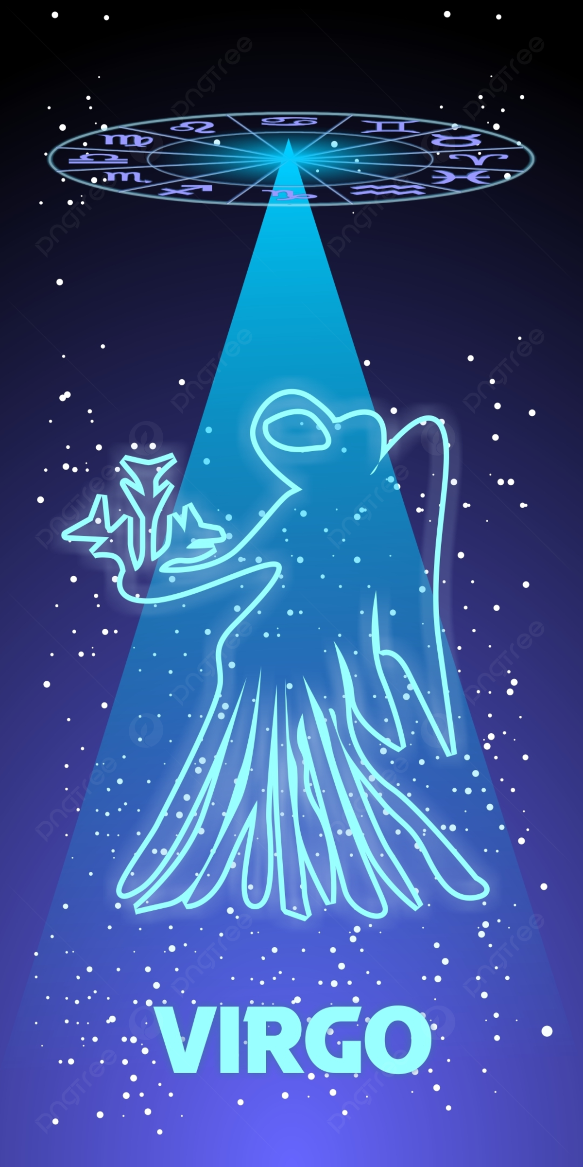 Virgo Constellation In Space With A Holographic Zodiac Character Background Wallpaper Image For Free Download