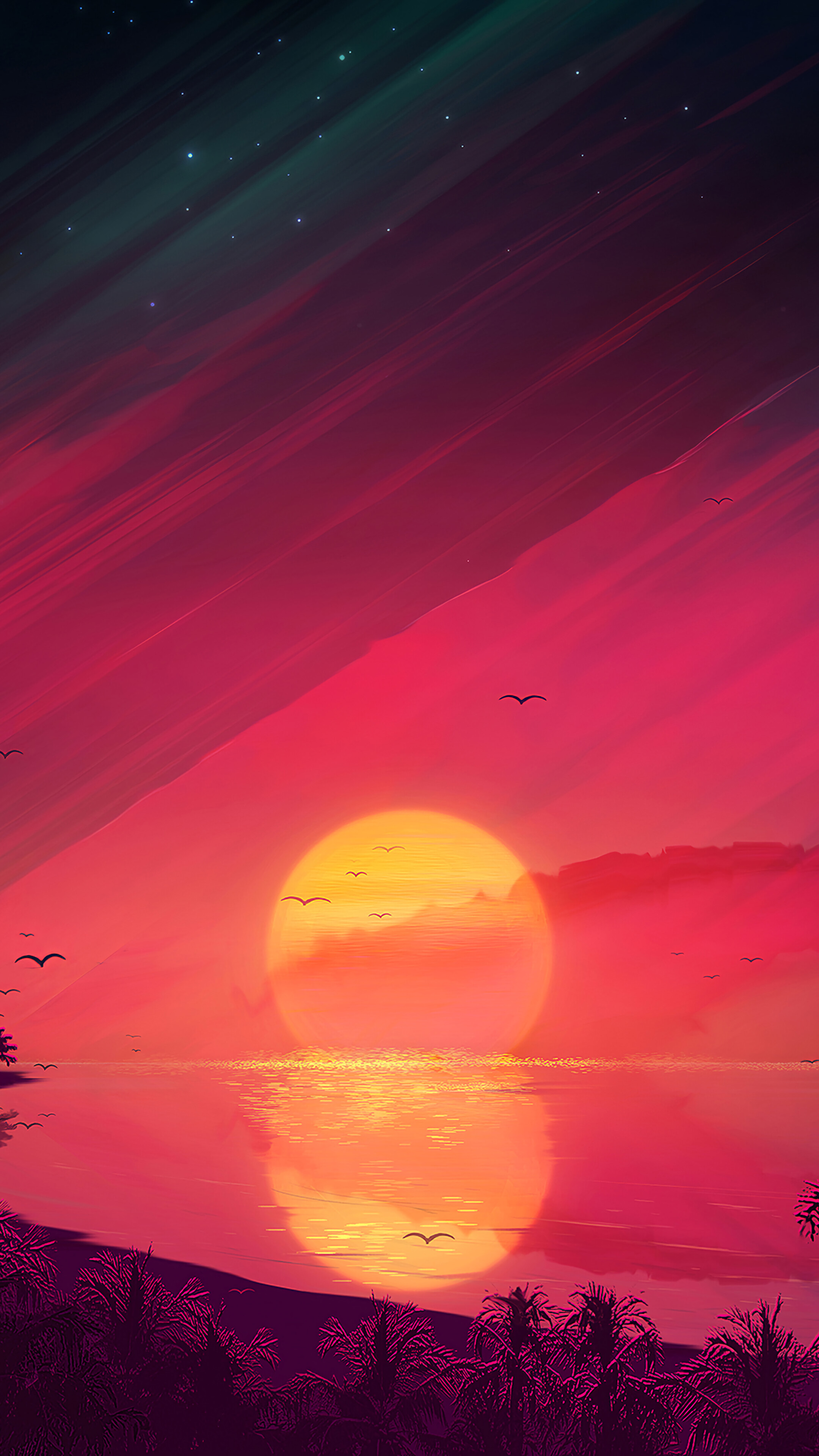 Beautiful, Sunset, Scenery, Landscape, Digital Art, Illustration, 4k Gallery HD Wallpaper
