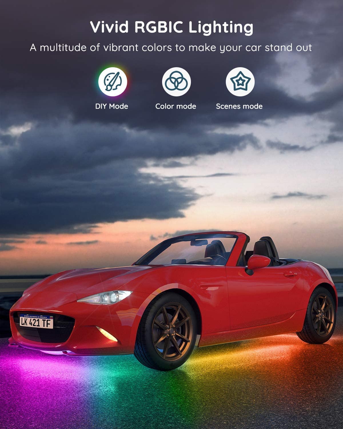 Buy Govee Underglow Car Lights, RGBIC Under Car Lights with 16 Million Colors and 10 Scene Modes, Smart Car Underglow Lights with App Control, 2 Music Modes LED Lights for Cars, SUVs