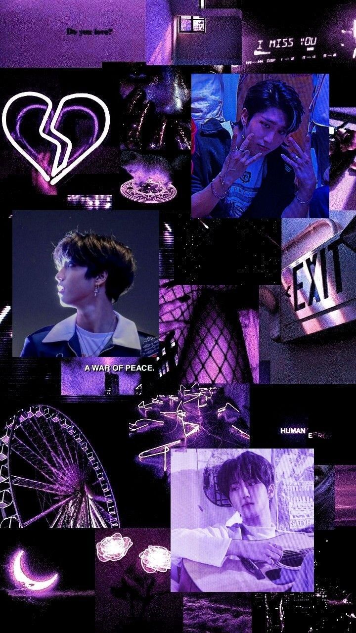 Han jisung. Black and purple wallpaper, Dark purple aesthetic, Purple aesthetic