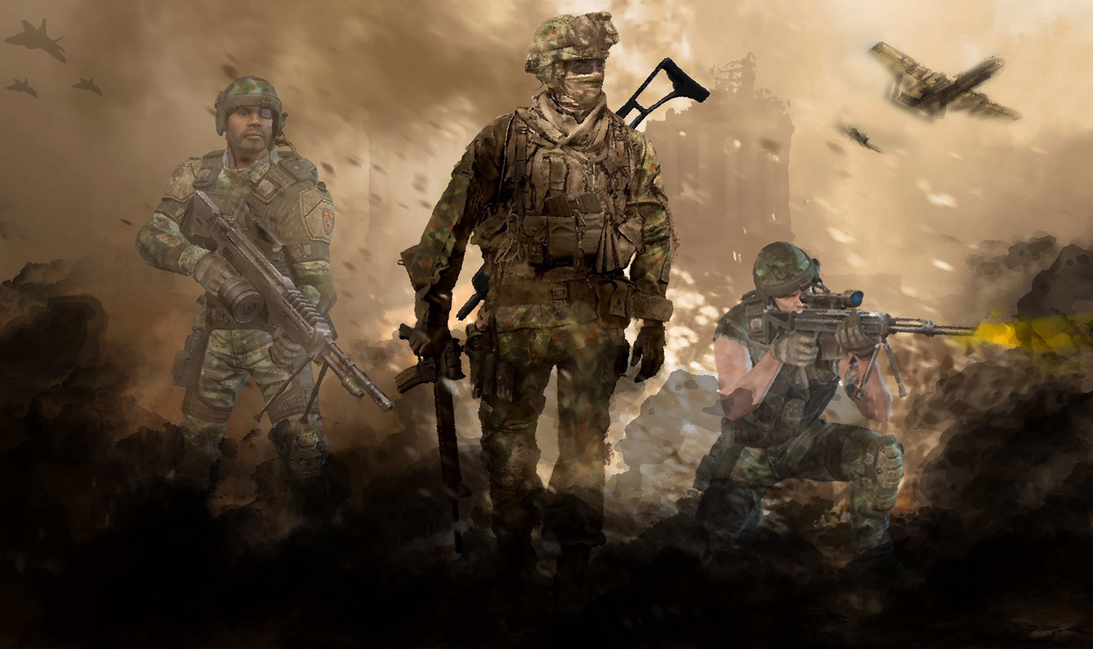 Wallpaper Call of Duty Modern Warfare 2, Call of Duty 4 Modern Warfare, Modern Warfare 2 Ghost, Soldier, Army, Background Free Image