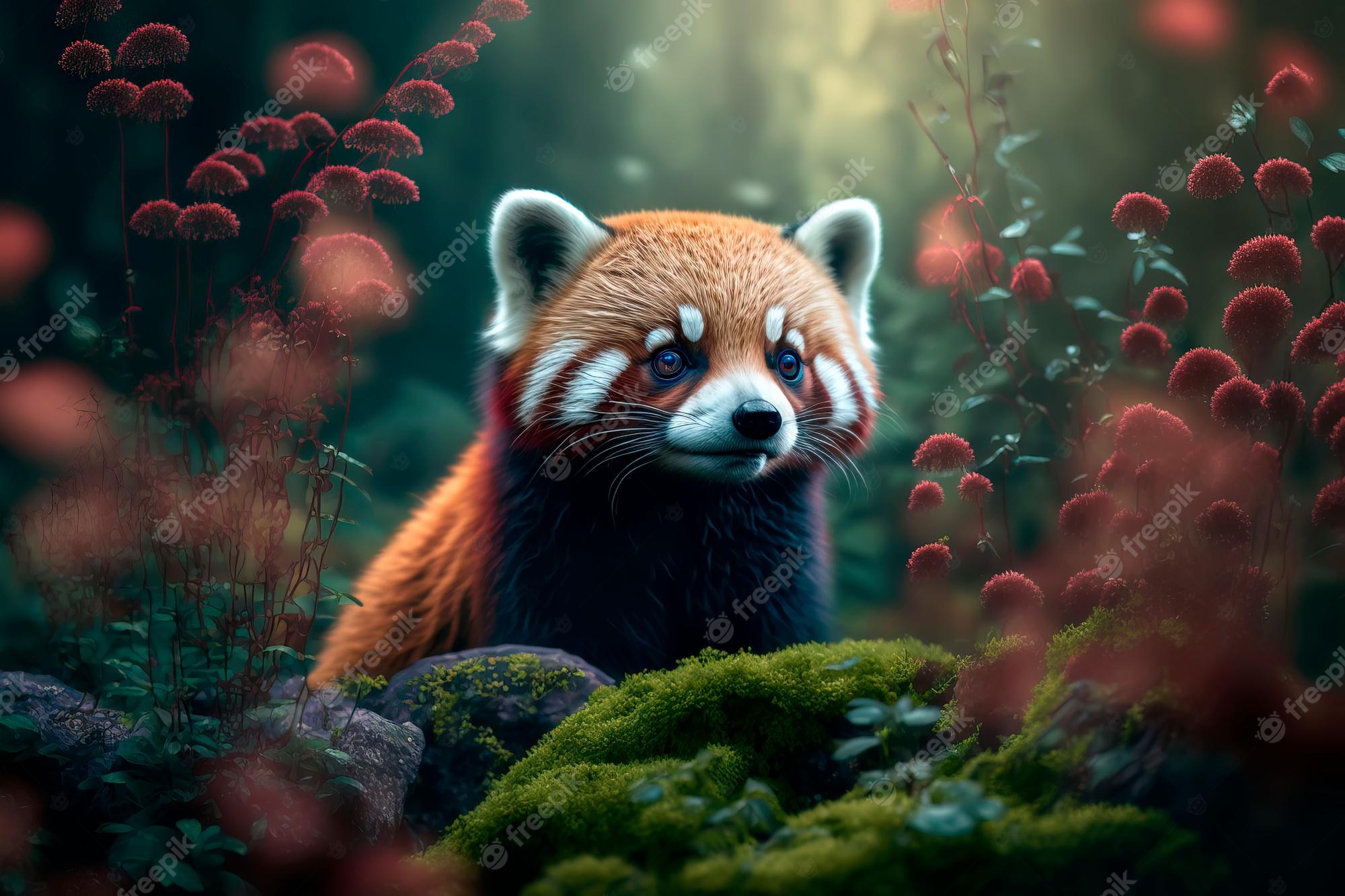 Premium Photo. Red panda in the jungle