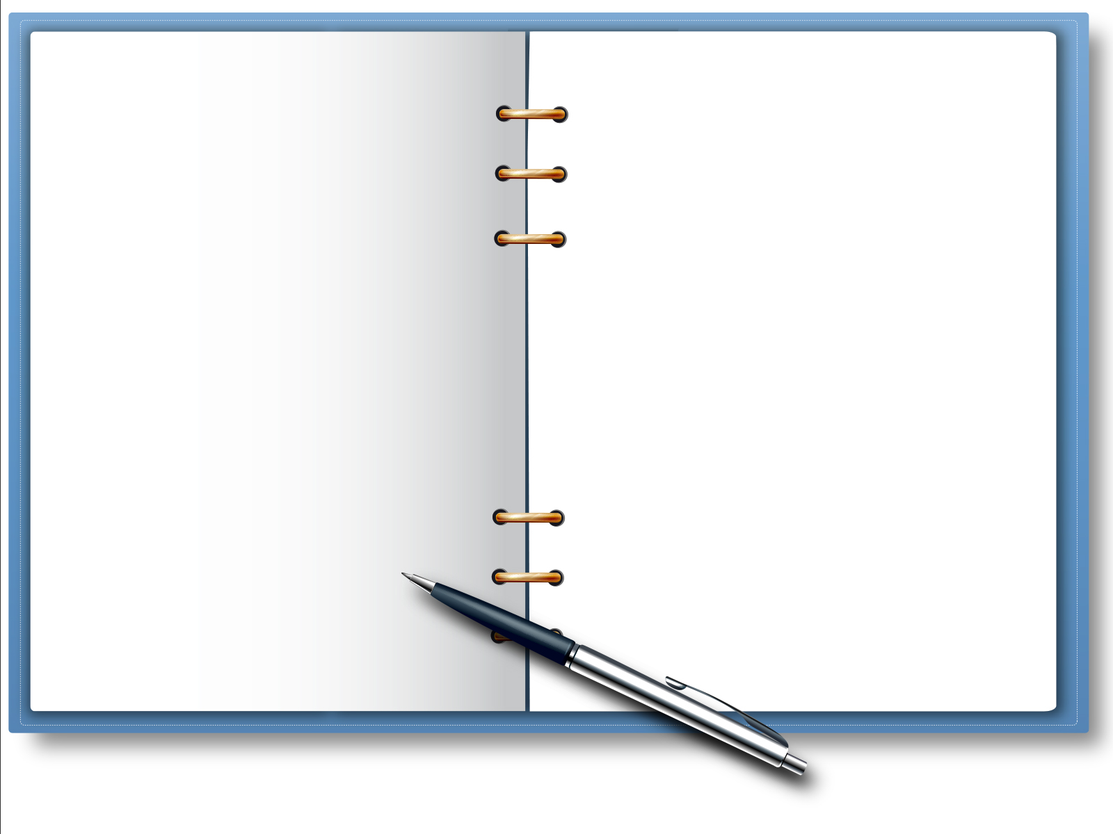 Daily Notebook and Pen Background. Black, Blue, Educational, White. Free PPT Grounds