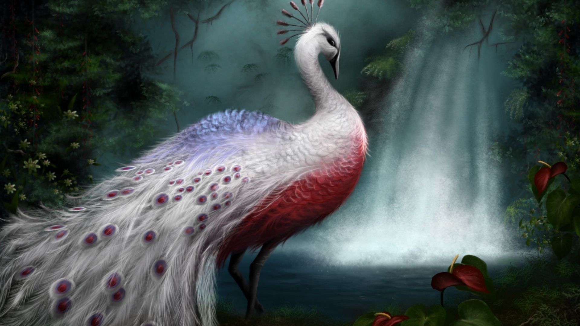 Desktop Wallpaper Peacock Painting, HD Image, Picture, Background, Rasdkd