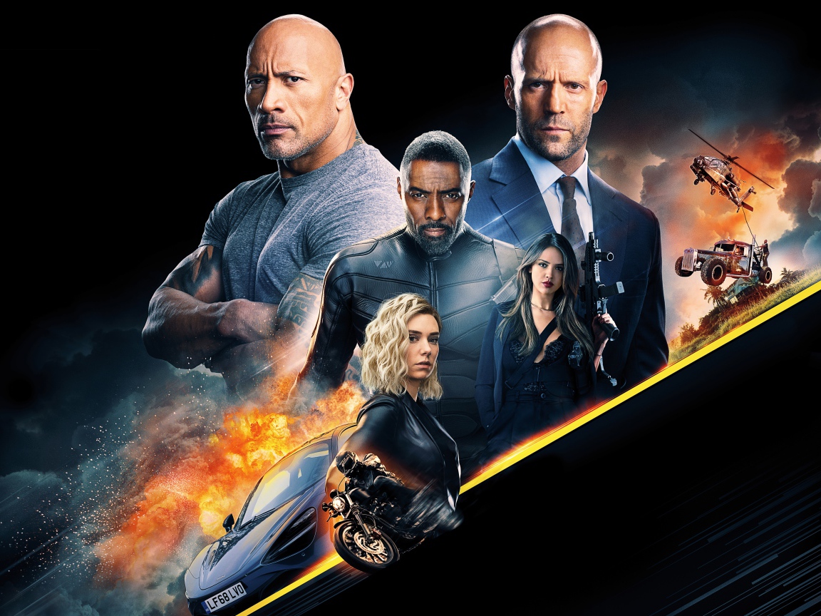 The main characters of the movie The Fast and the Furious: Hobbs and Show Desktop wallpaper 1152x864
