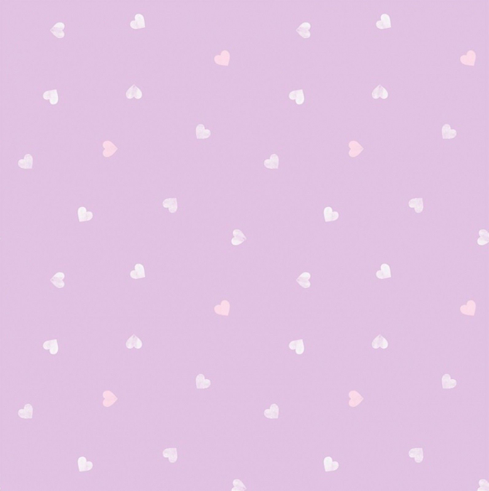 Pastel Lilac Purple Pearlescent Love Heart Girls Kids Nursery Baby Wallpaper 5011419211173