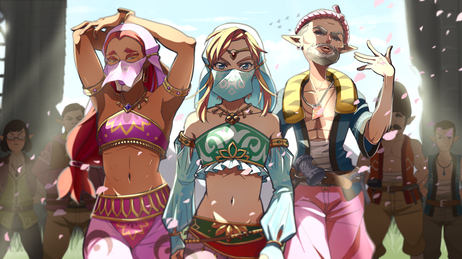 Gerudo Link with beauties (lol). イラスト, 面白い絵, かわいい