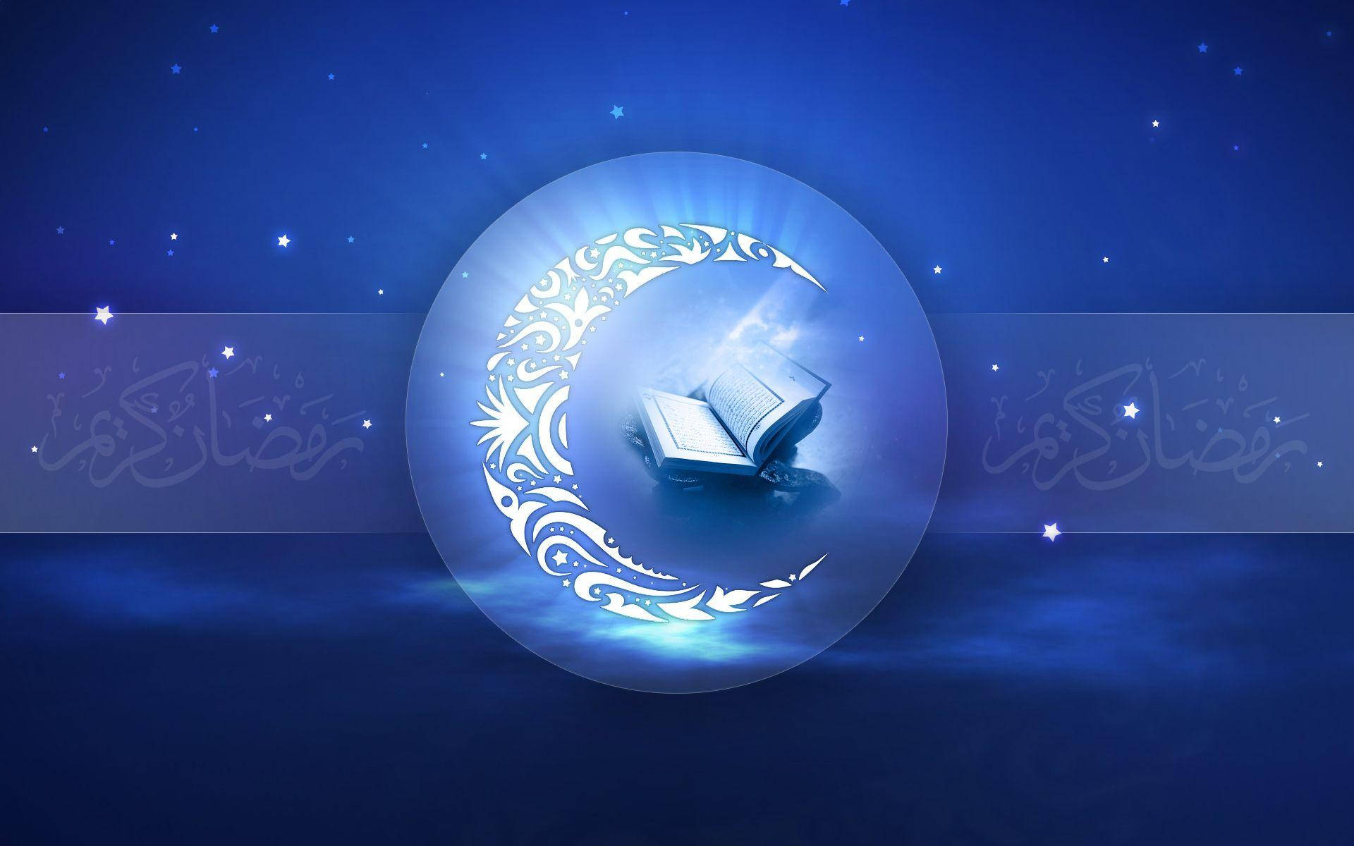 Download Ramadan With Crescent Moon And Quran Wallpaper