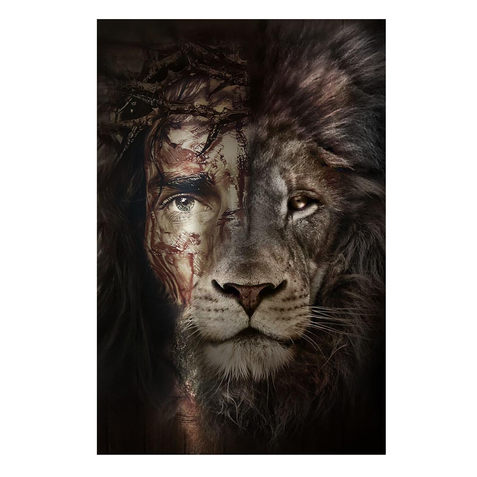 Fuieoe Home Decor Peel and Stick Wallpaper -Lion poster I believe in -god -best gift jesus believe vertical poster no frame