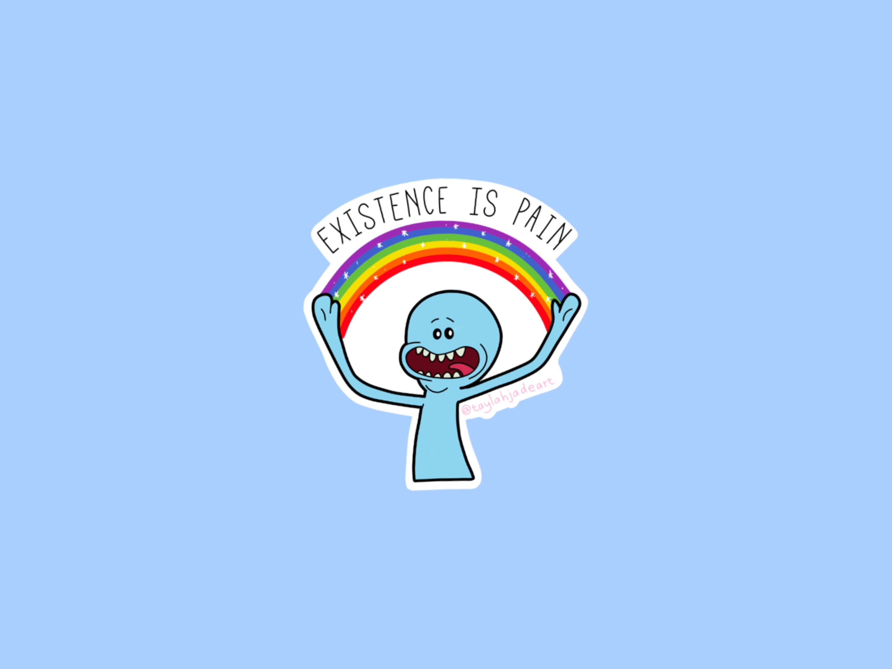 Existence is Pain Mr Meeseeks Tattoo Design Sticker by