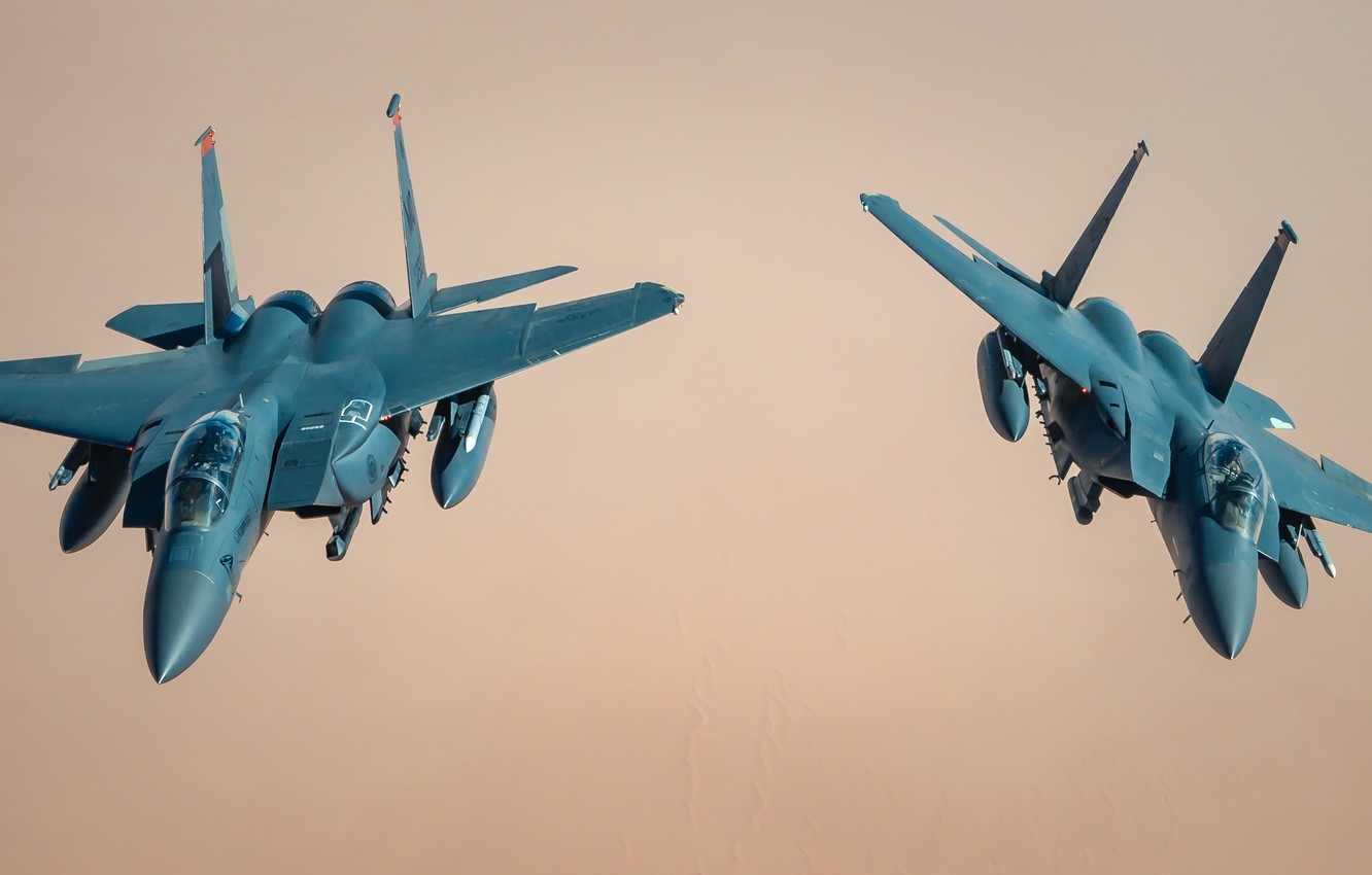 Wallpaper UNITED STATES AIR FORCE, Fighter Bomber, American Double, McDonnell Douglas F 15E Strike Eagle Image For Desktop, Section авиация