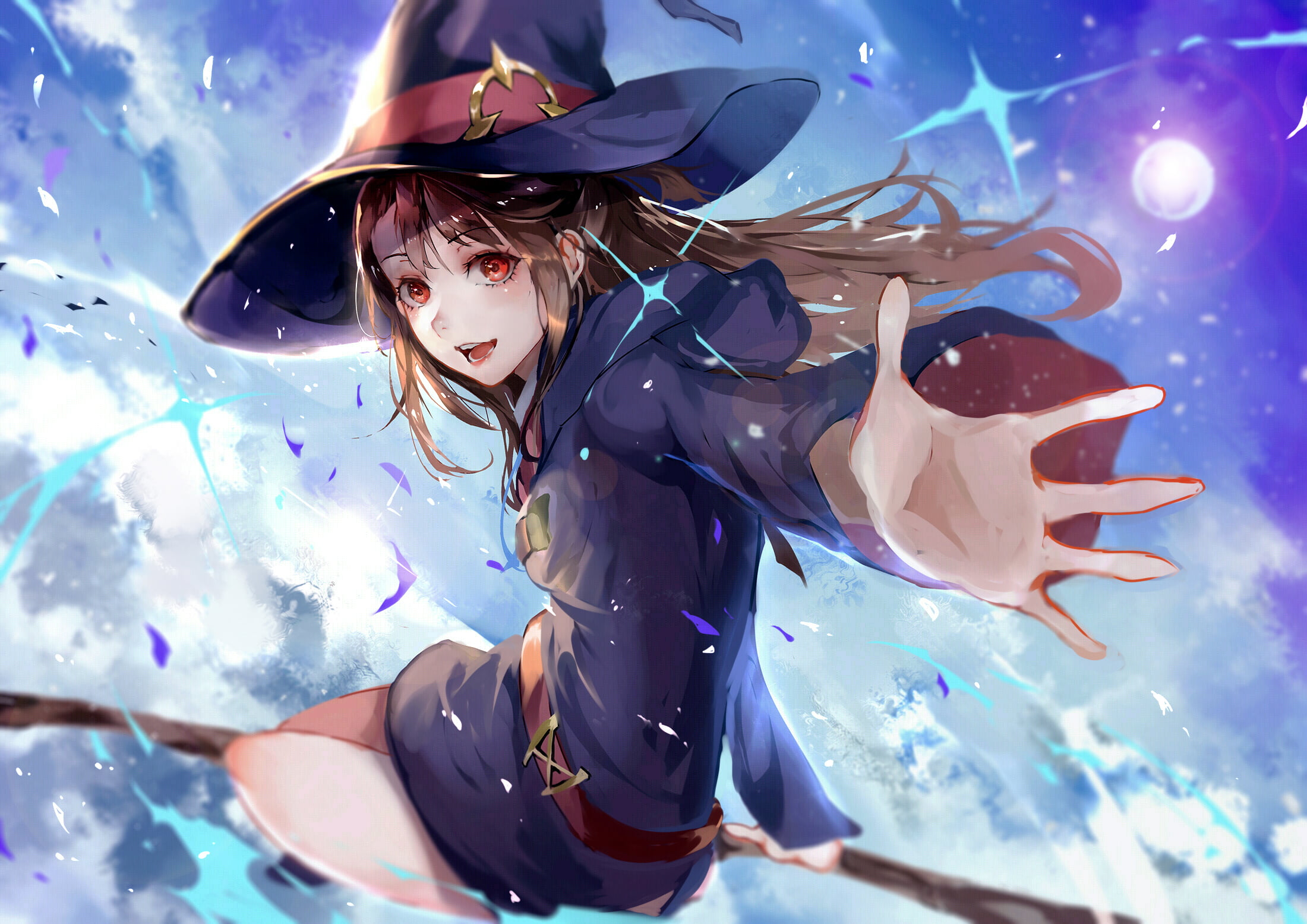 Wallpaper / red eyes, magical girls, anime, Little Witch Academia, Kagari Atsuko, anime girls, magic, magician, 1080P, brunette free download