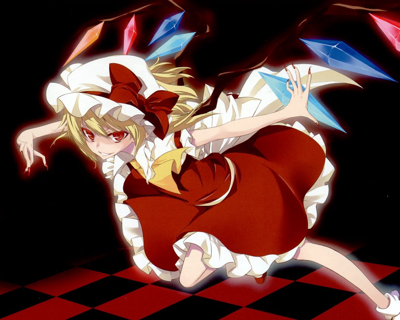 Download wallpaper 1280x1024 anime, girl, vampire, flying, magic standard 5:4 HD background