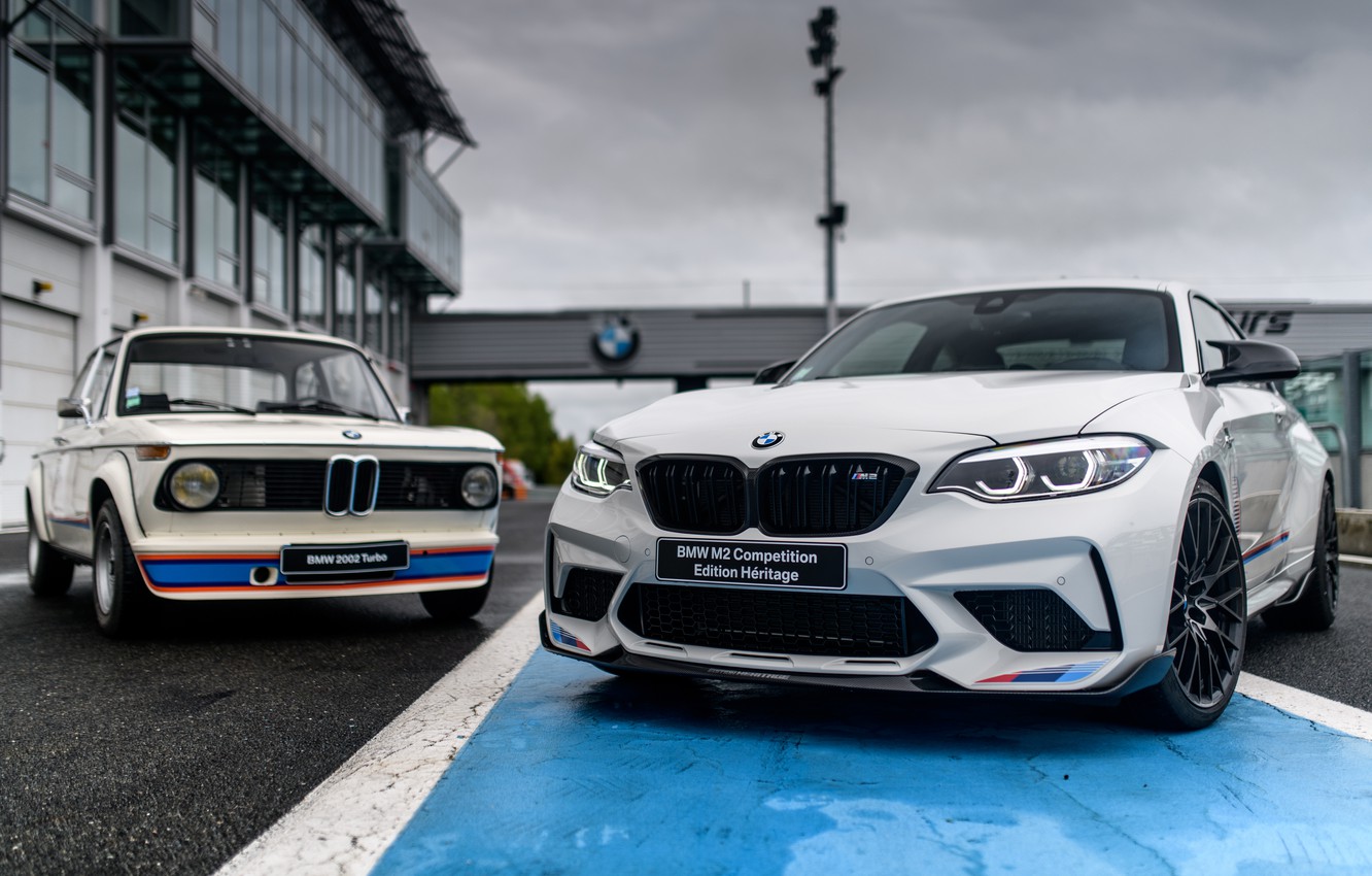 Wallpaper BMW, car, BMW M2, BMW 2002, BMW 02 Series, BMW 2002 Turbo (E20), Old and new, Two cars, BMW M2 Competition image for desktop, section bmw