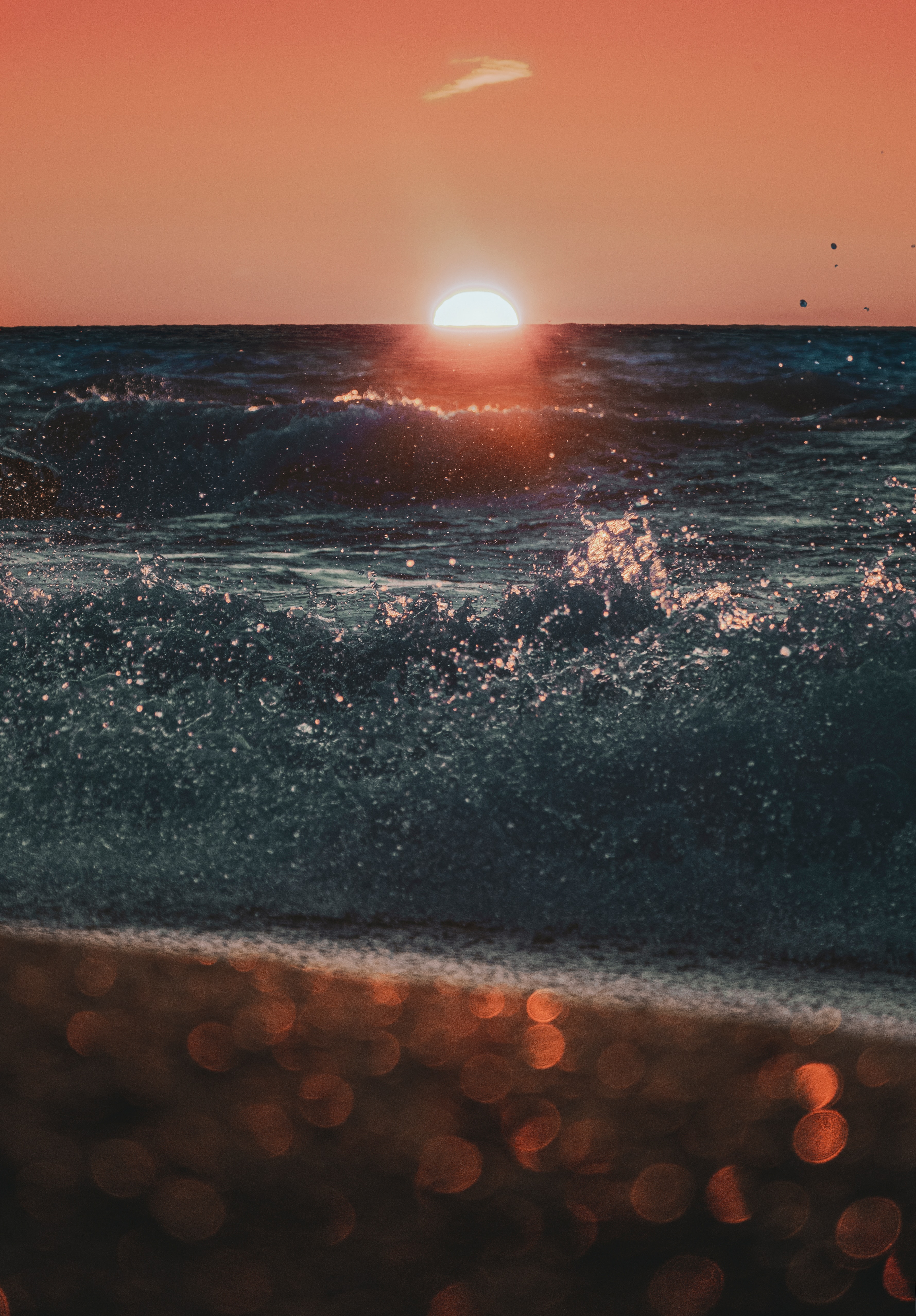 Wallpaper Horizon, Sea, Water, Ocean, Sunset, Background Free Image