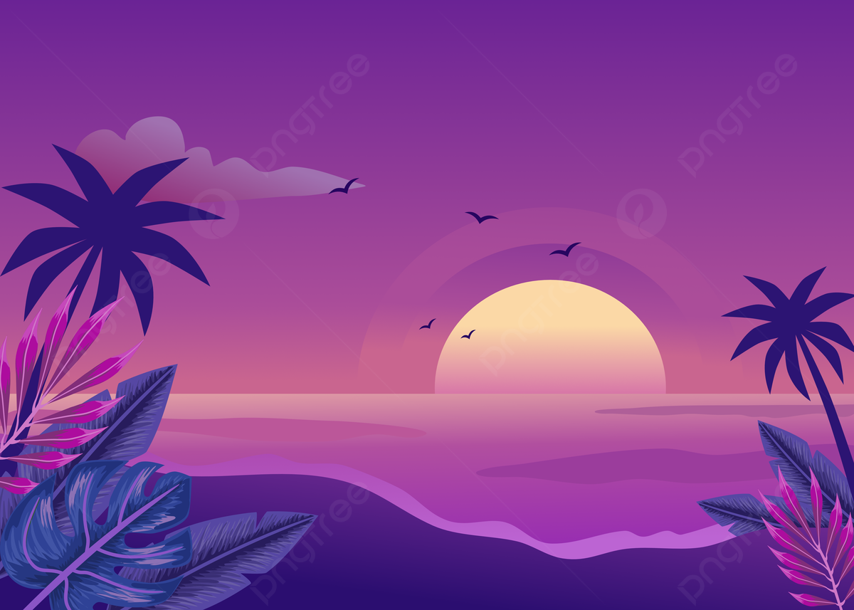Purple Beach Sunset Tropical Vibes Background, Beach, Sunset, Tropical Vibes Background Image And Wallpaper for Free Download