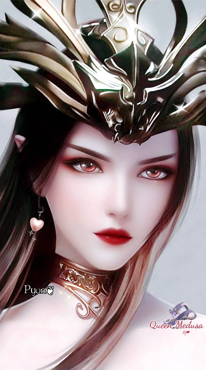 Queen MEDUSA❤. Gadis fantasi, Ilustrasi kecantikan, Gambar 3D