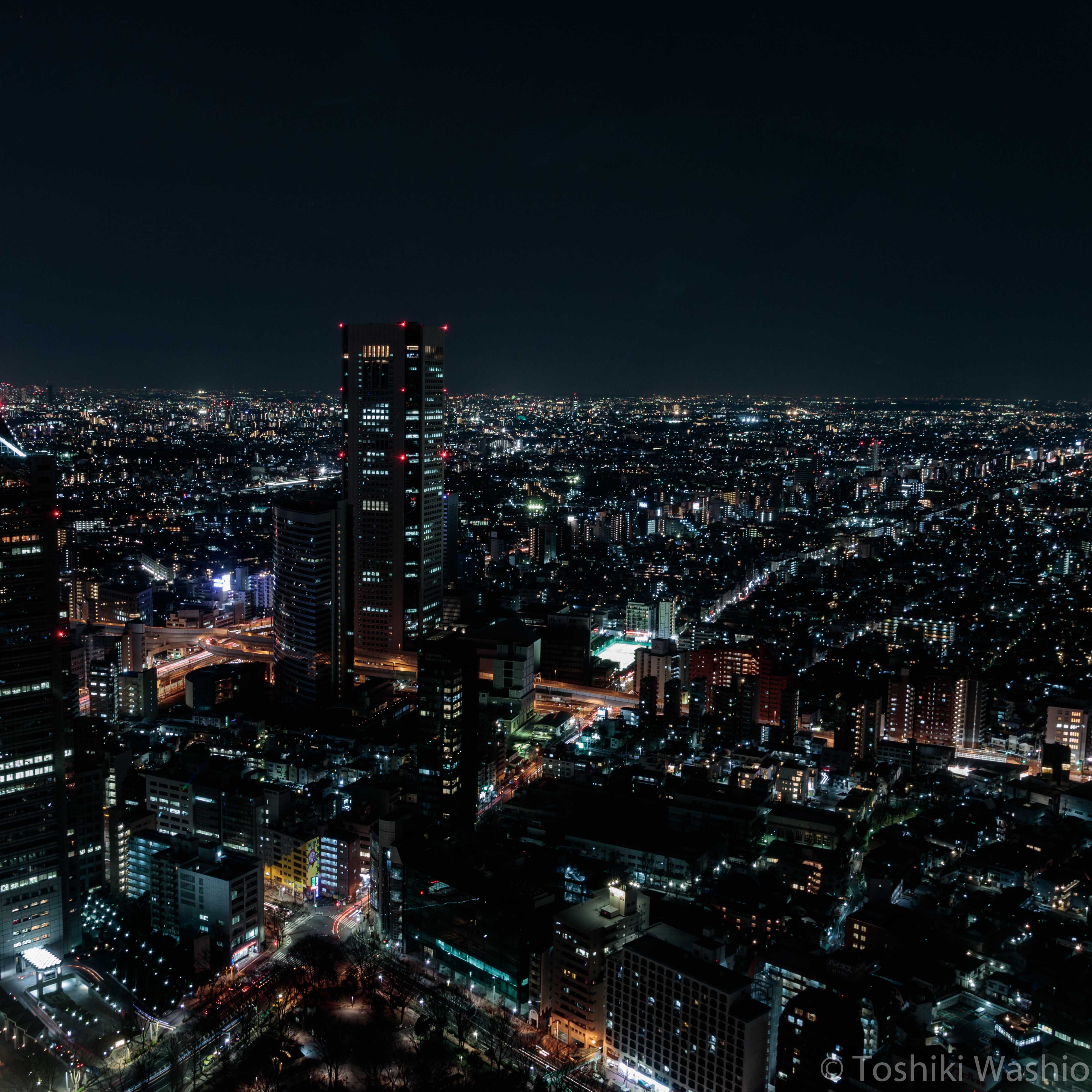 Download wallpaper 4000x4000 night city, aerial view, city lights, overview, skyline, night HD background