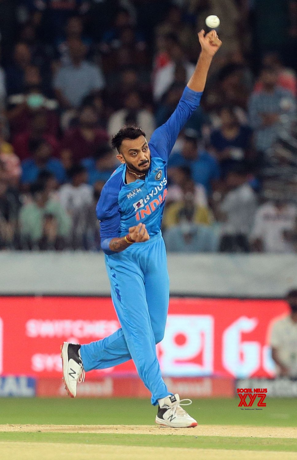 Hyderabad, Indian bowler Axar Patel in action #Gallery News XYZ
