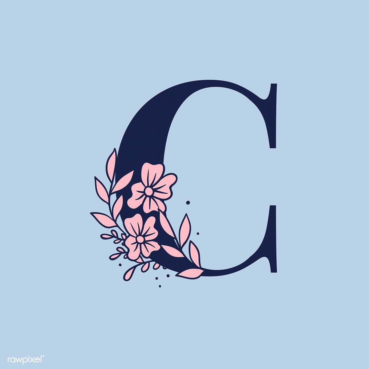 Botanical capital letter C vector. free image / Tvzsu. Alphabet wallpaper, Alphabet illustration, Floral typography