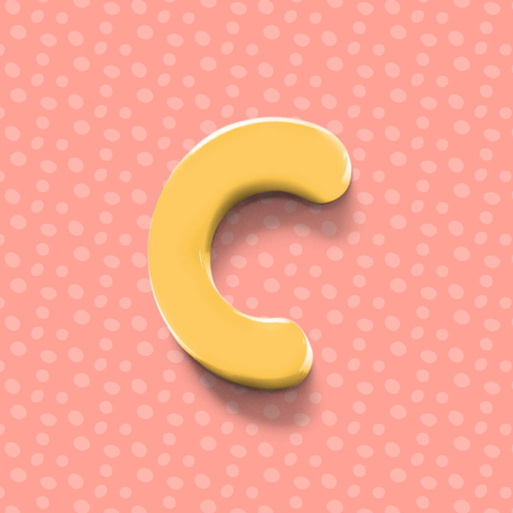Download Cute Yellow 3D Letter C Wallpaper