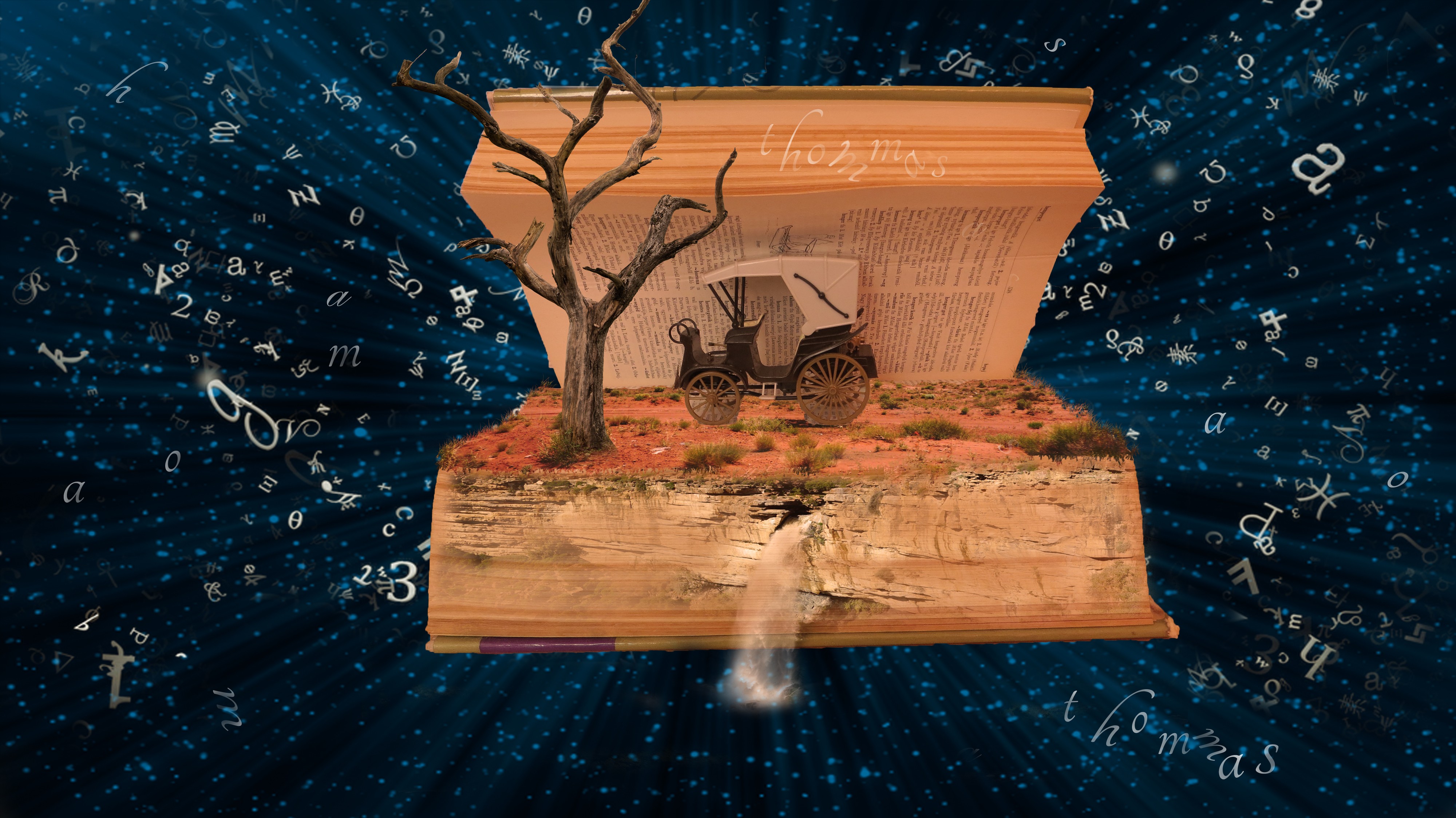 Wallpaper, illustration, Photohop, night, books, photo manipulation, screenshot, computer wallpaper 4000x2248