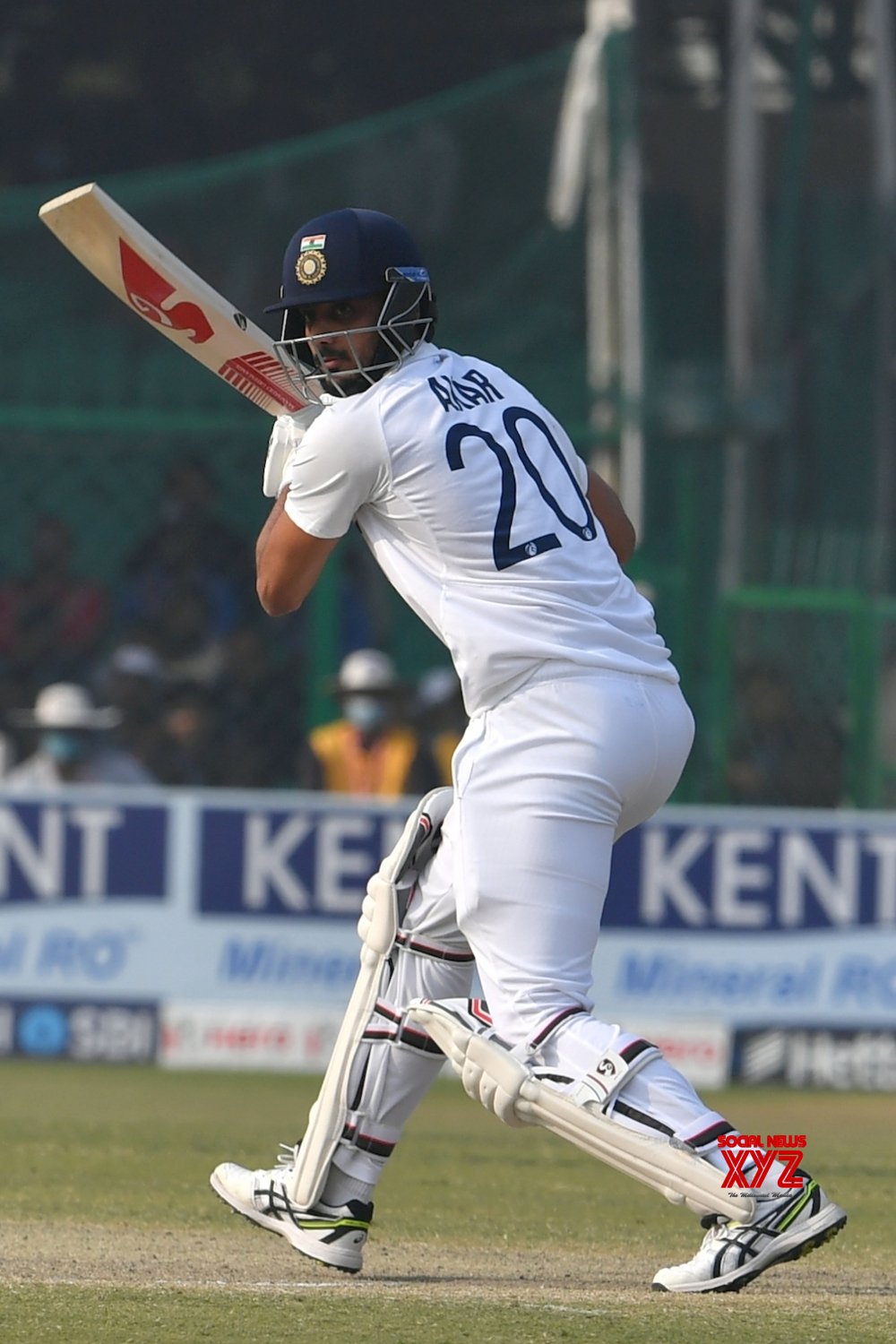 Kanpur:India's Axar Patel plays a shot during the day four of their first test cricket match with New Zealand. #Gallery News XYZ