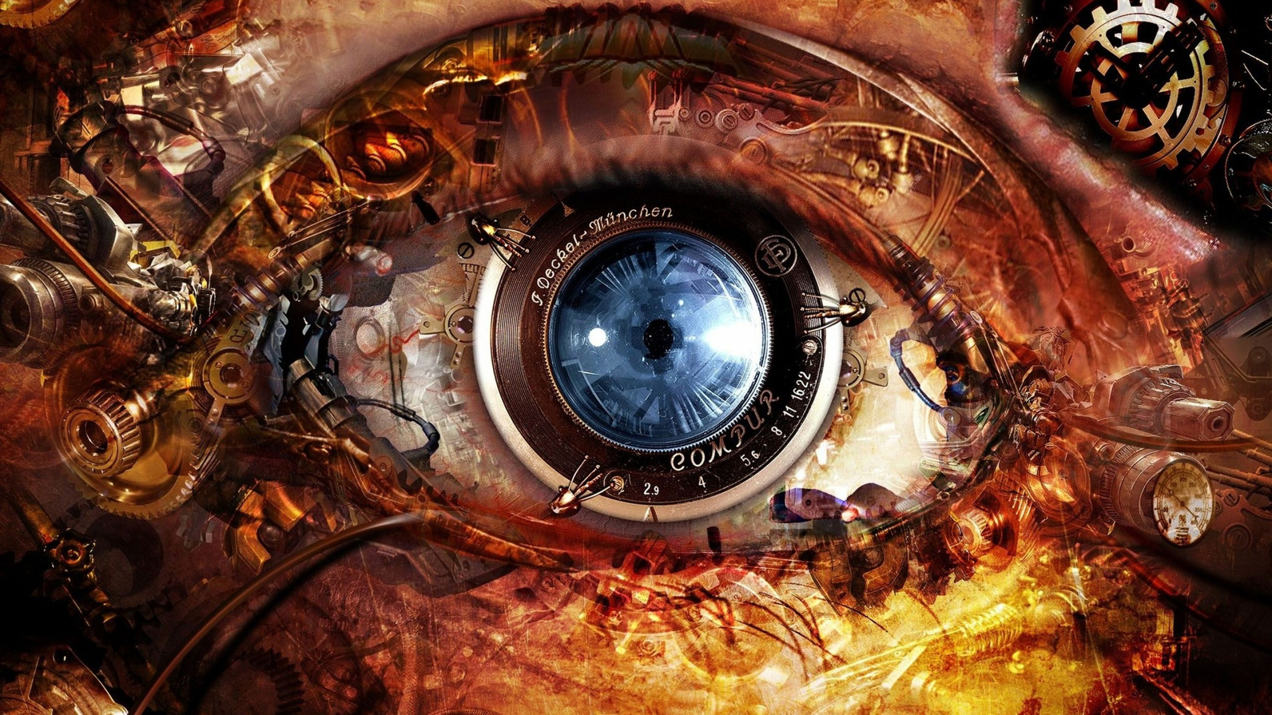 Download Steampunk Abstract Eyes, Steampunk, Abstraction, Eyes Wallpaper in 2560x1440 Resolution