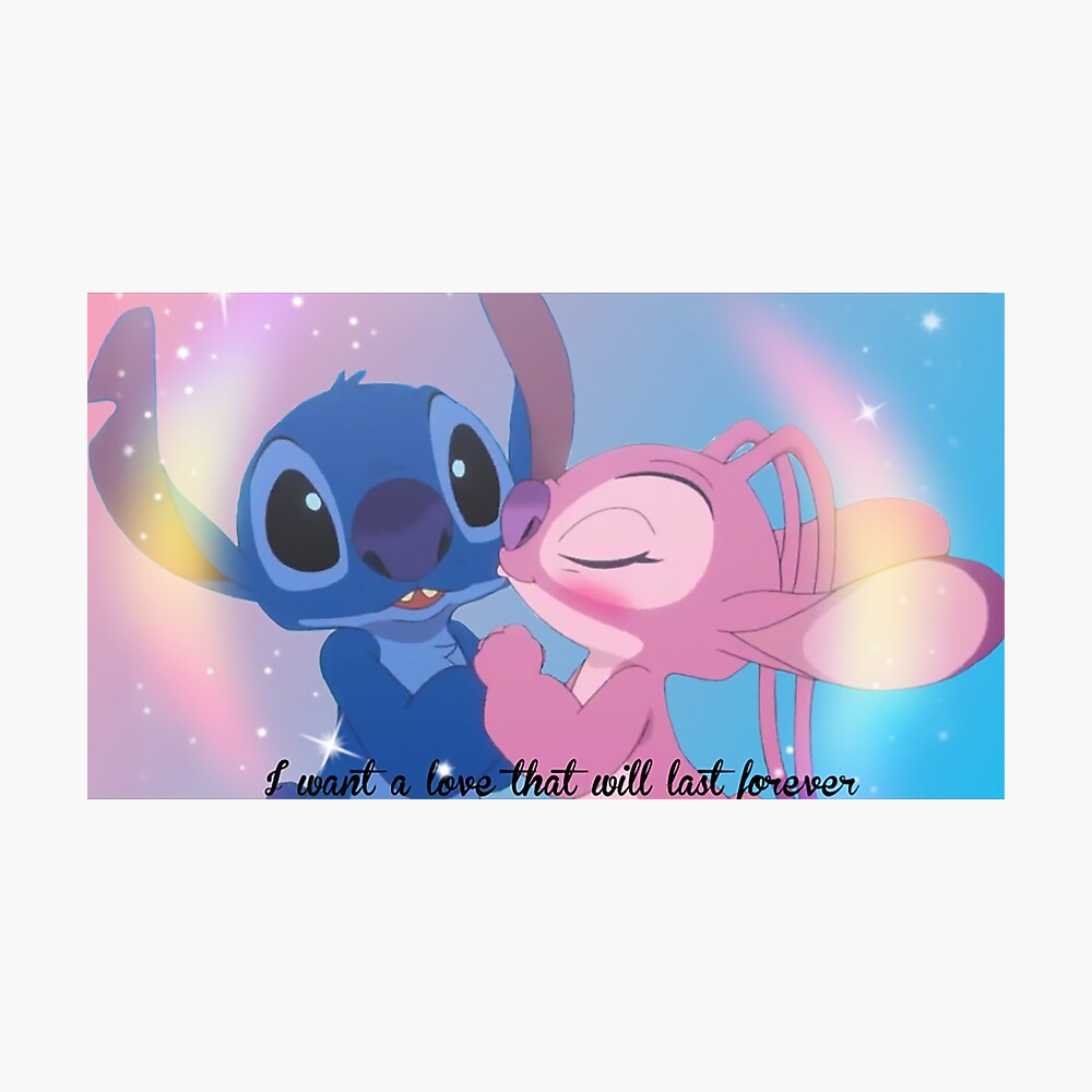 Download Cute Stitch And Angel Love Poster Wallpaper  Wallpaperscom